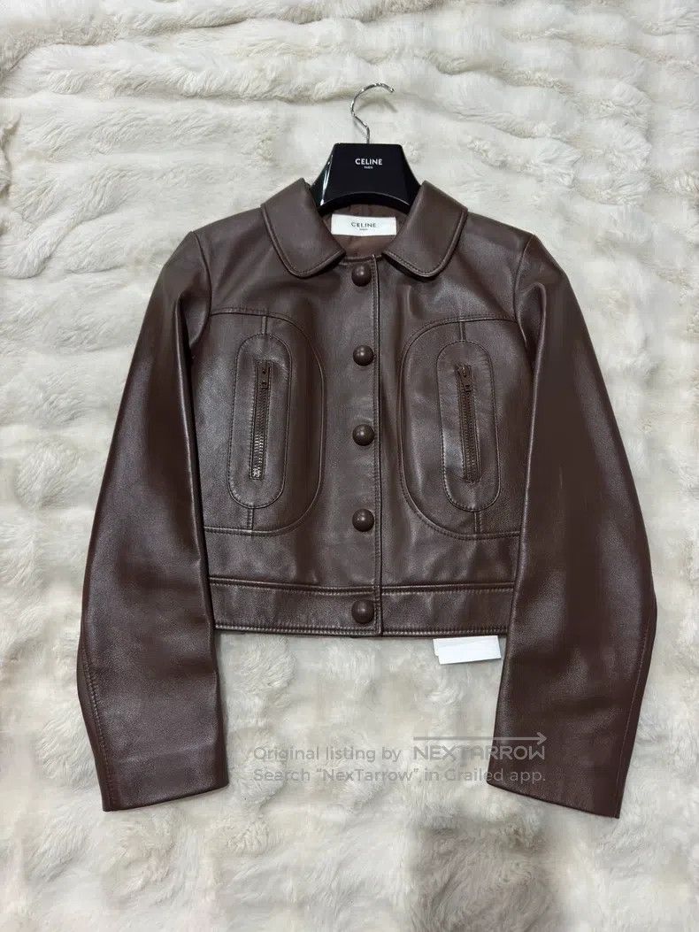 Celine CELINE Doll Collar Leather Jacket Coat Size XS / US 0-2 / IT 36-38 - 1 Thumbnail