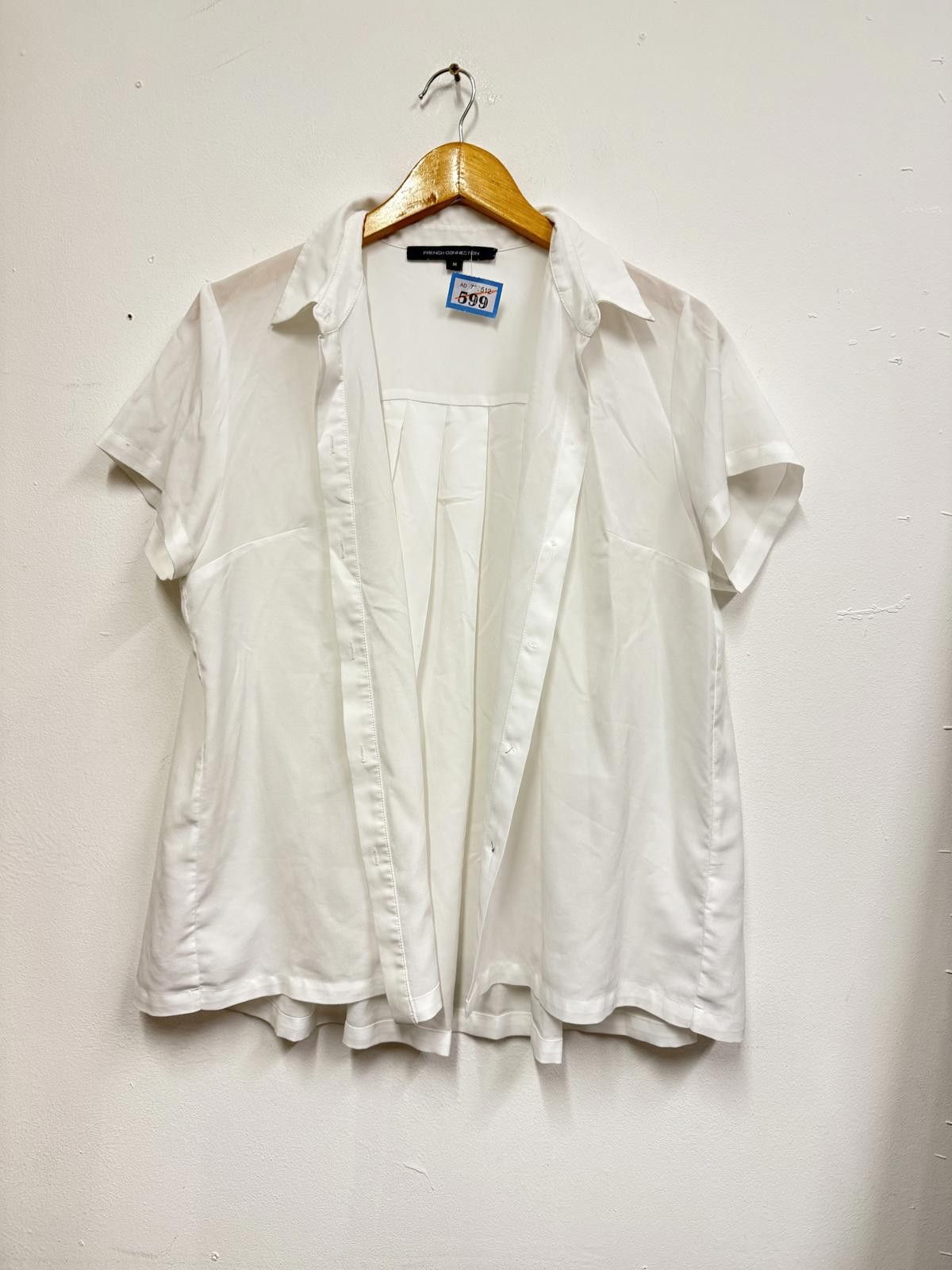 French Connection French Connection White Short Sleeve Open Front Blouse Top M Size M / US 6-8 / IT 42-44 - 1 Thumbnail