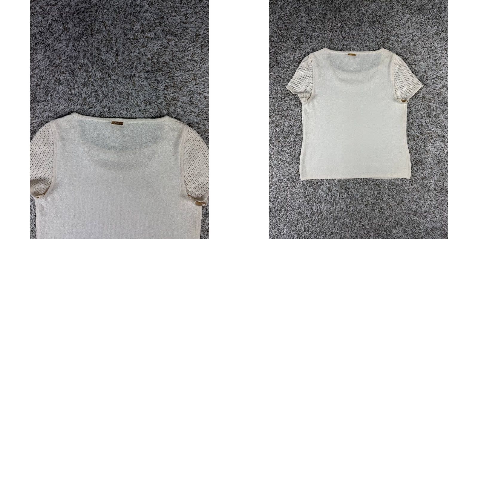 St. John St. John Sport Knit Top Womens Size S Cream Wool Blend Open Sleeves Size S / US 4 / IT 40 - 9 Thumbnail