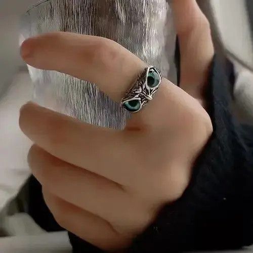 Japanese Brand Fujiwara x Rei Vintage Green Eyed Owl Design Ring Size ONE SIZE - 4 Thumbnail