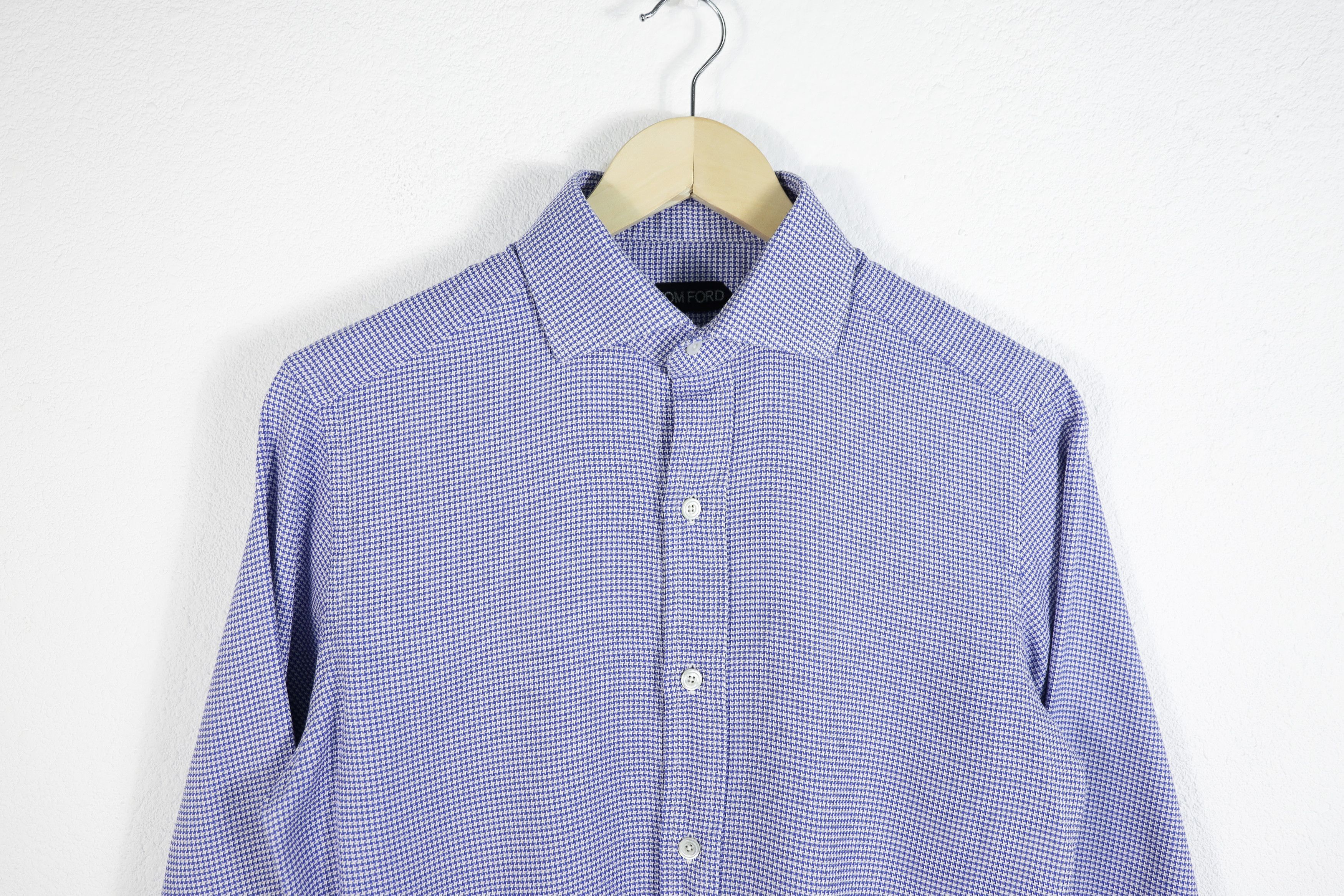 Tom Ford Tom Ford Blue White Knit Cotton Dress Formal Shirt 39 Size US M / EU 48-50 / 2 - 2 Thumbnail