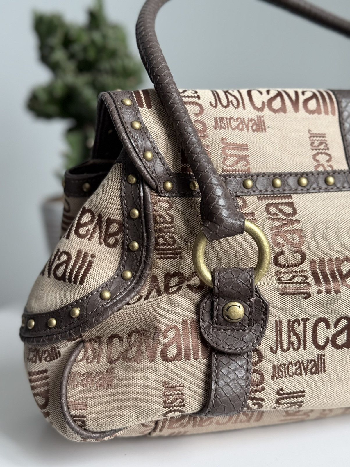 Just Cavalli Just Cavalli Monogram Canvas Leather Bag Shoulder Bag Size ONE SIZE - 9 Thumbnail