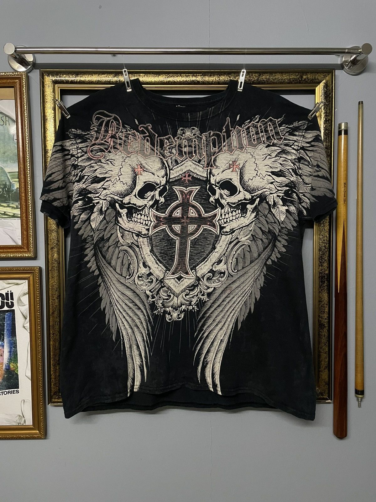 Affliction Vintage 1990s Japan Designer Raw Stakie Affliction Skull Tee Size US XL / EU 56 / 4 - 1 Thumbnail