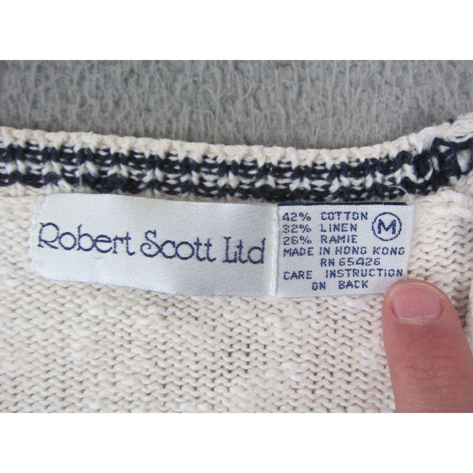 Vintage VINTAGE Robert Scott Cardigan Womens M Ivory Cotton Linen Cable Knit V-Neck Sweater Size M / US 6-8 / IT 42-44 - 5 Thumbnail