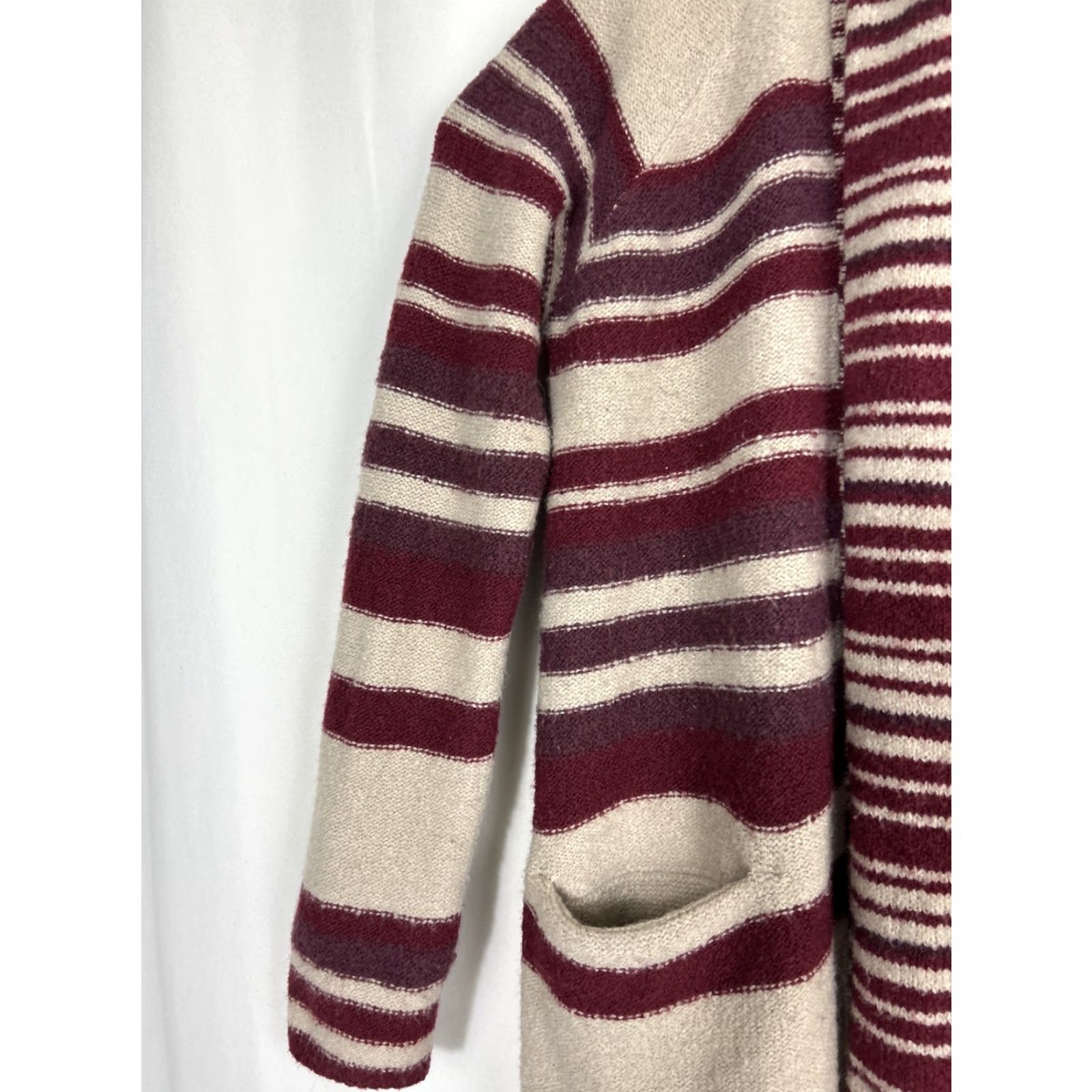 Lucky Brand Lucky Brand Cardigan Womens Medium Red Beige Striped Open Sweater Size M / US 6-8 / IT 42-44 - 2 Thumbnail