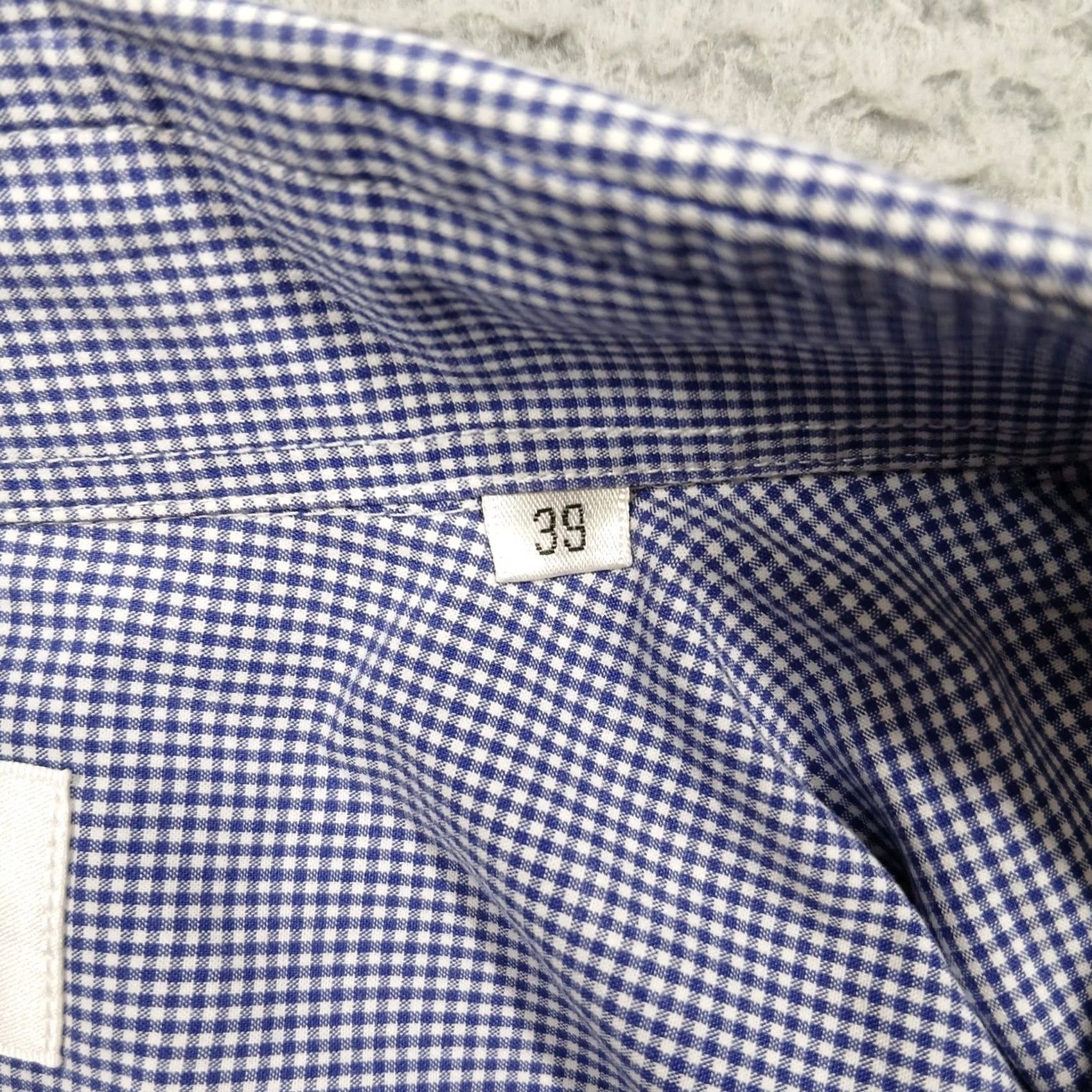 Vintage Mario Albini Dress Shirt Men's Blue Gingham Slim Fit Size 39 Cotton Made in Italy Size 40R - 5 Thumbnail