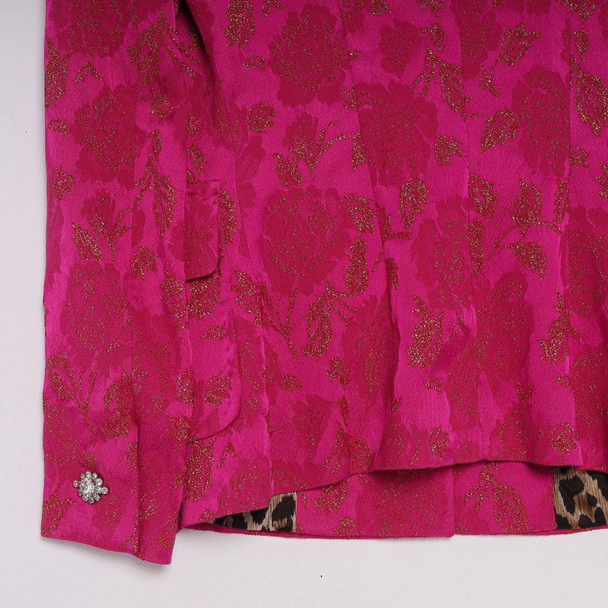 Dolce & Gabbana Dolce Gabbana Tuxedo Jacquard Blazer Silk Pink Jacket Flower Size XS / US 0-2 / IT 36-38 - 10 Thumbnail