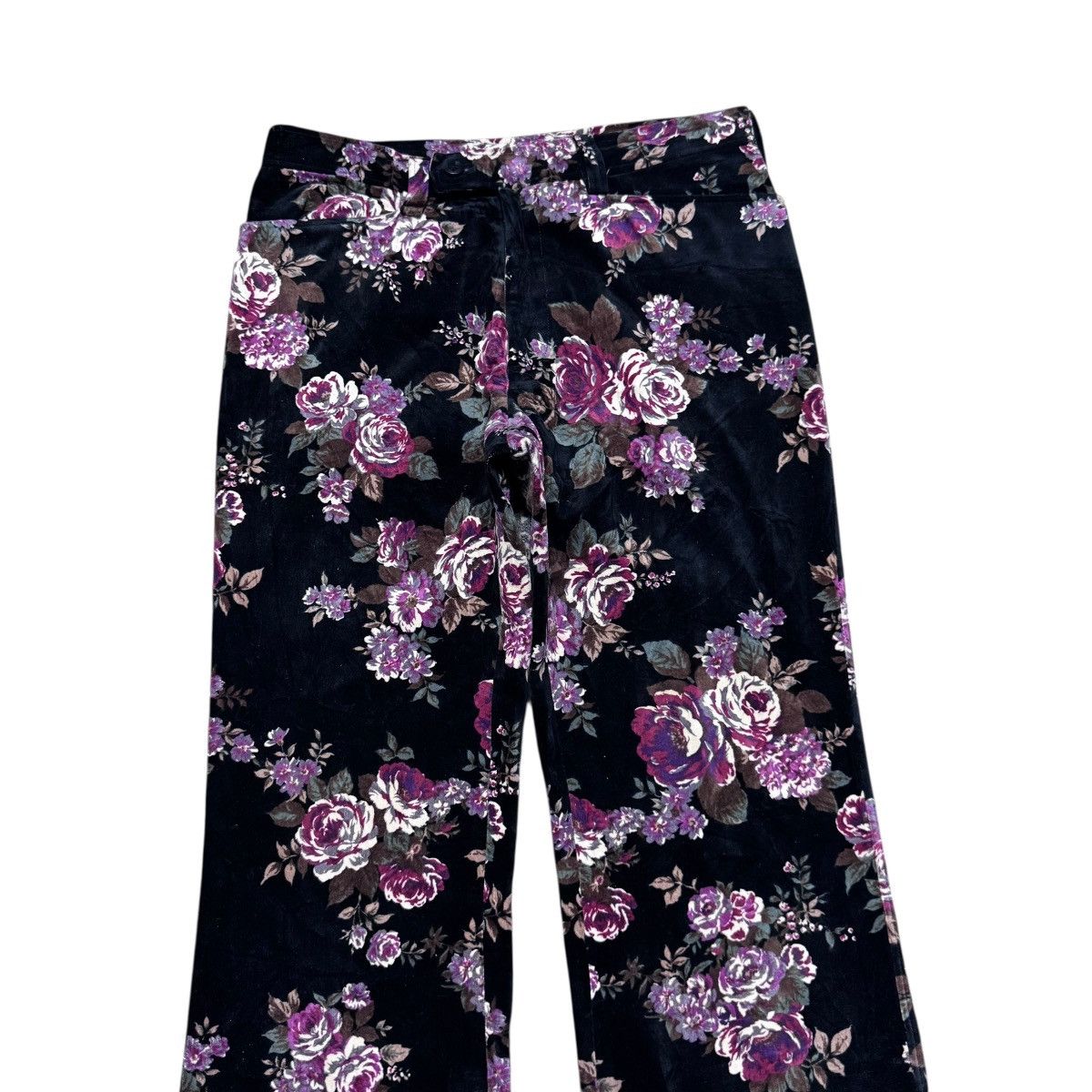 Tornado Mart Tornado Mart Velvet Floral Flare Pants Size 30" / US 8 / IT 44 - 3 Thumbnail