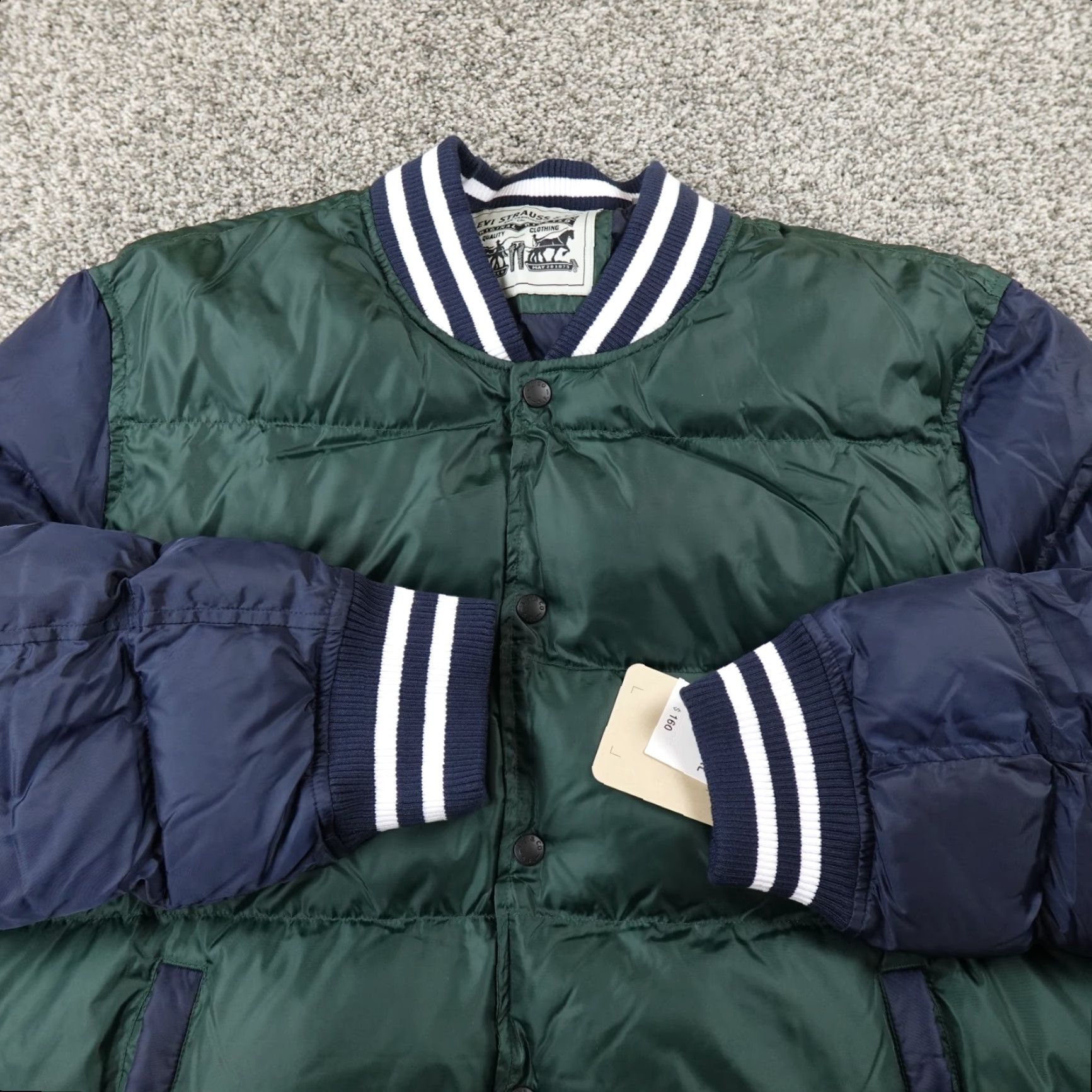 Levi's VINTAGE Levis Jacket Mens XL Green Blue Puffer Coat Varsity Quilted Insulated Size US XL / EU 56 / 4 - 3 Thumbnail