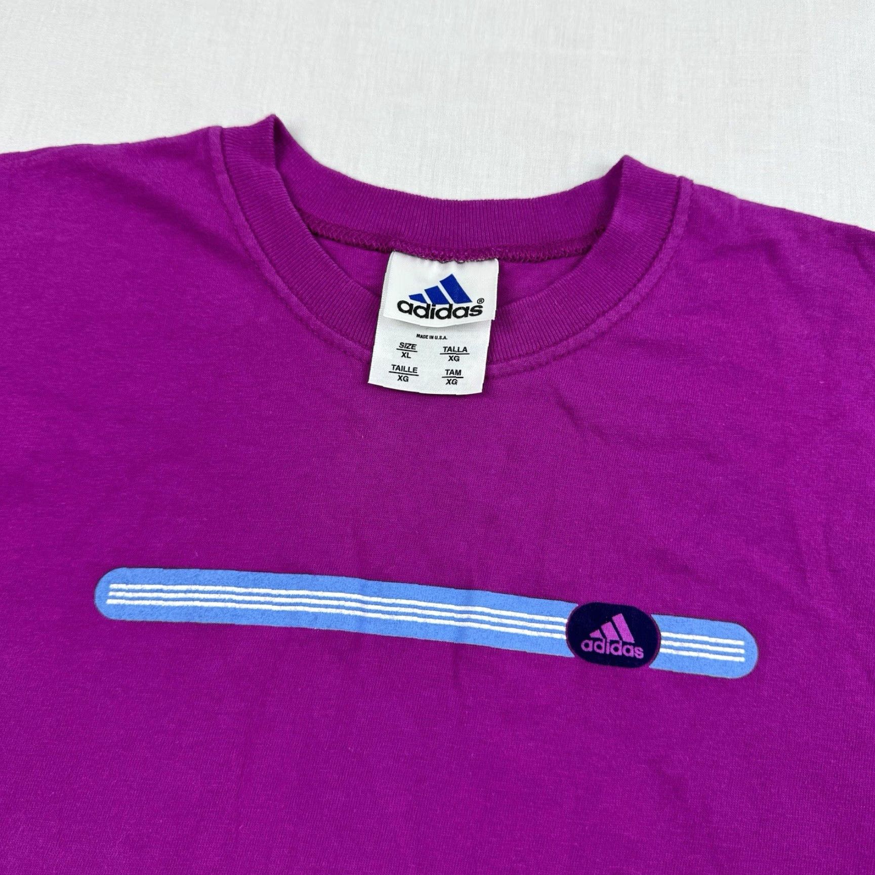 Adidas VINTAGE Adidas T-Shirt Womens XL Purple Slim Fit Crew Neck Y2K Punk Sports Size XL / US 12-14 / IT 48-50 - 3 Thumbnail