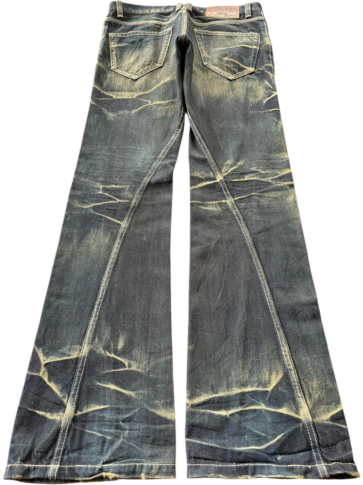 Tete Homme Vintage Tete Homme Rusty Mud Wash Distress Flare Jeans Size US 33 - 2 Thumbnail