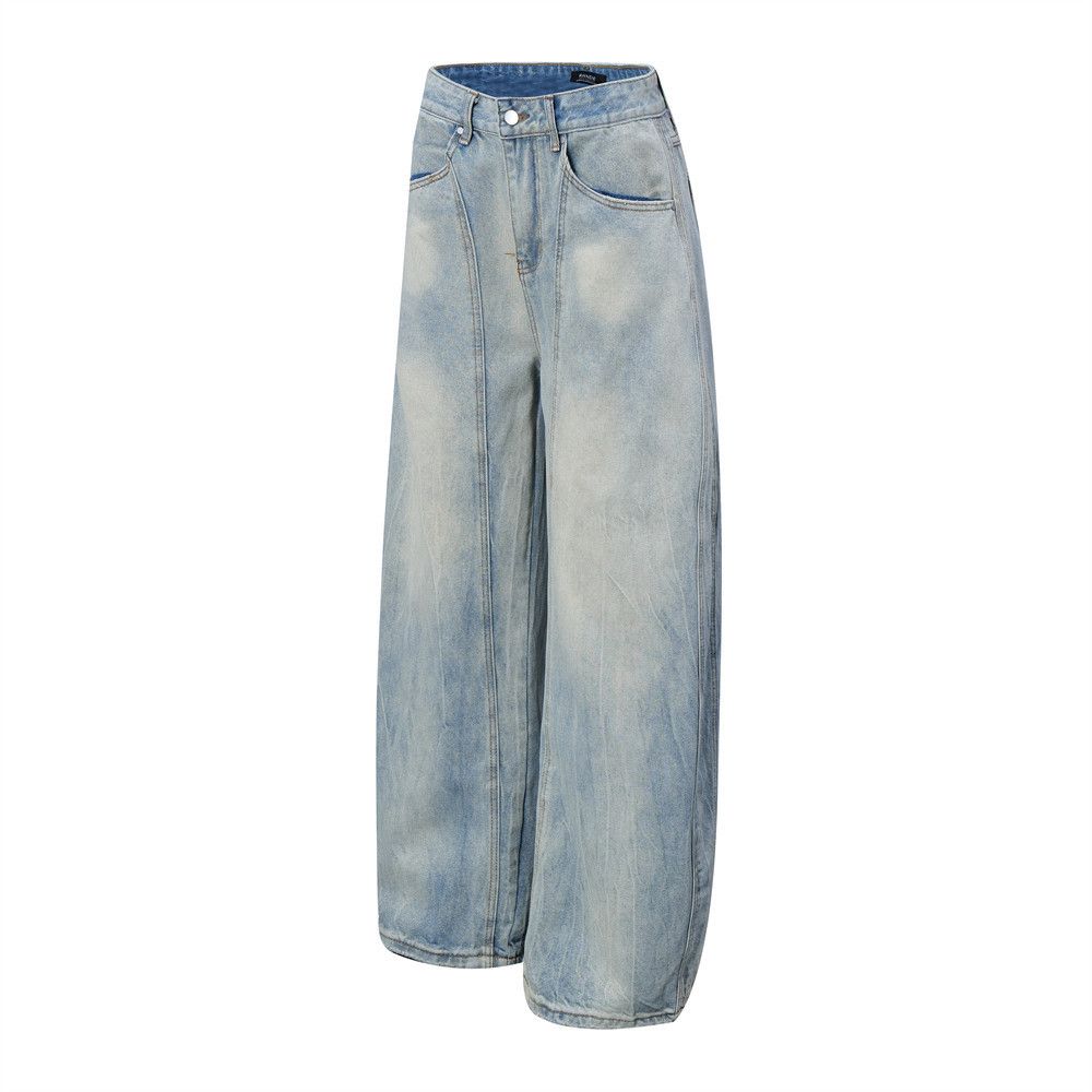 Japanese Brand × Jean Punk washed distressed patchwork wide-leg scimitar jeans Size US 34 / EU 50 - 2 Thumbnail