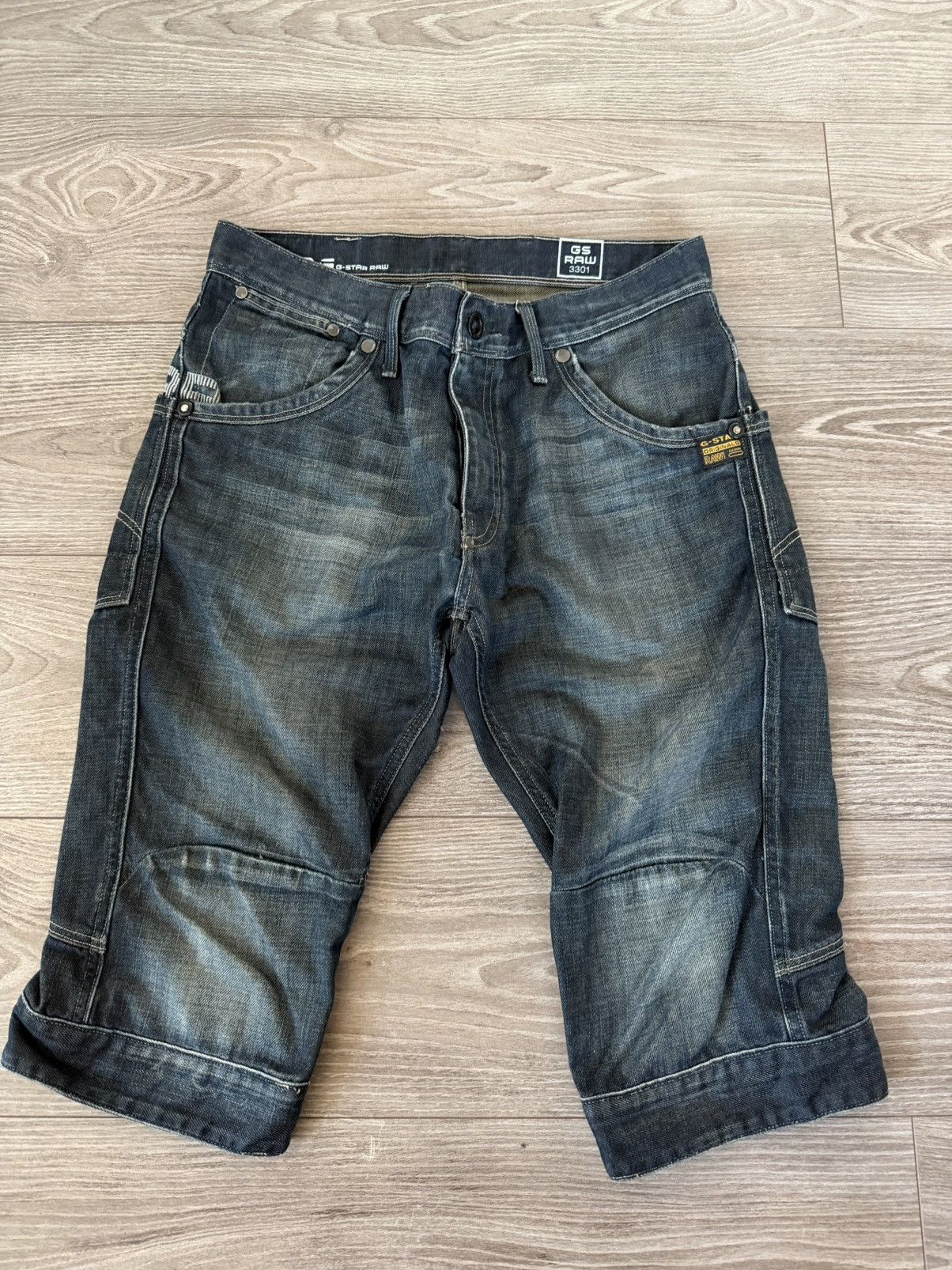 G-Star G Star Raw Denim Big Logo Embroidered Drip Shorts Size US 33 - 23 Thumbnail