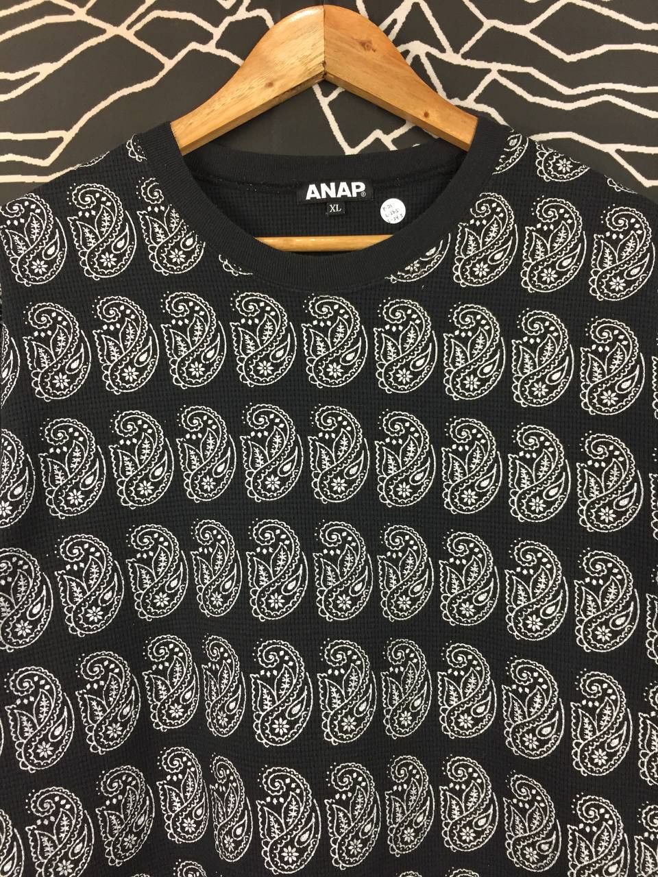 Japanese Brand ANAP Japan All-Over Print Paisley Waffle Knit Thermal Tee Size US L / EU 52-54 / 3 - 3 Thumbnail