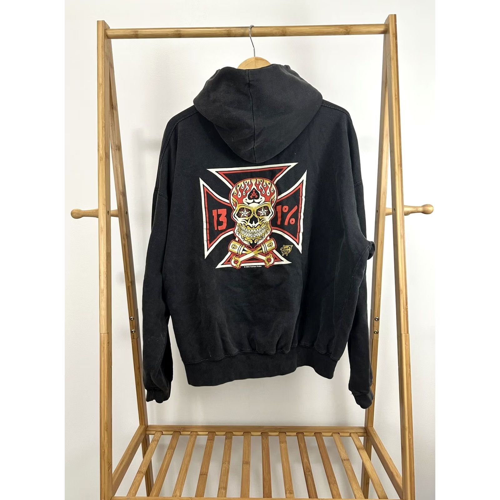 Vintage VTG Vince Ray 13 Unlucky Fashion Victim Voodoo Hotrod Faded Zombie Hoodie XL Mens Black AA Classics Size US XL / EU 56 / 4 - 2 Thumbnail