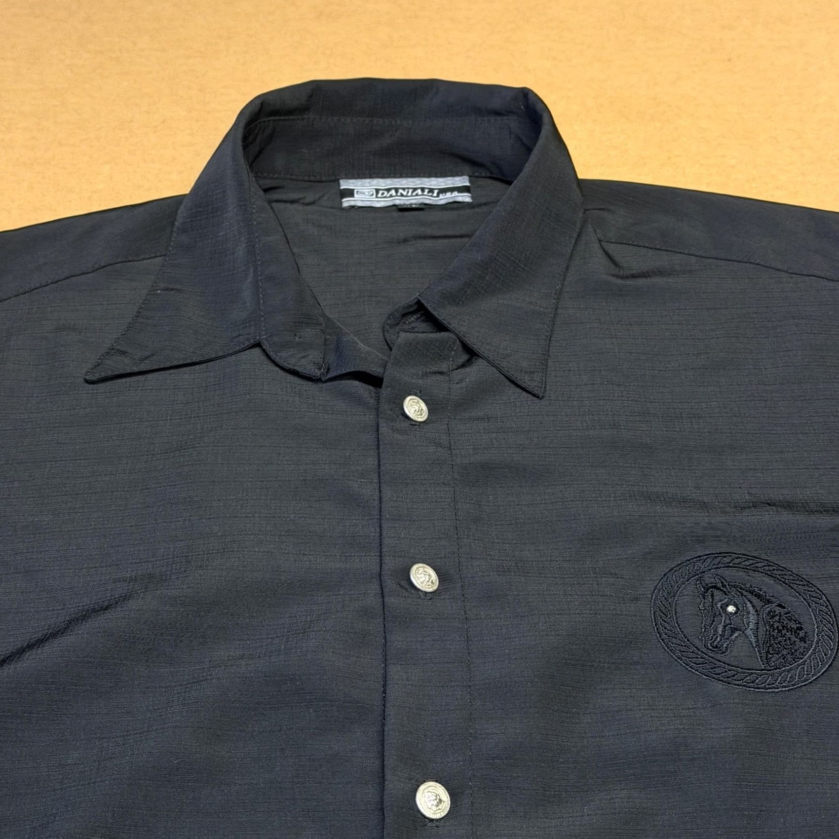 Vintage Daniali Shirt Mens XL Black Western Horse Embroidered Button Up Rhinestone Size US XL / EU 56 / 4 - 5 Thumbnail