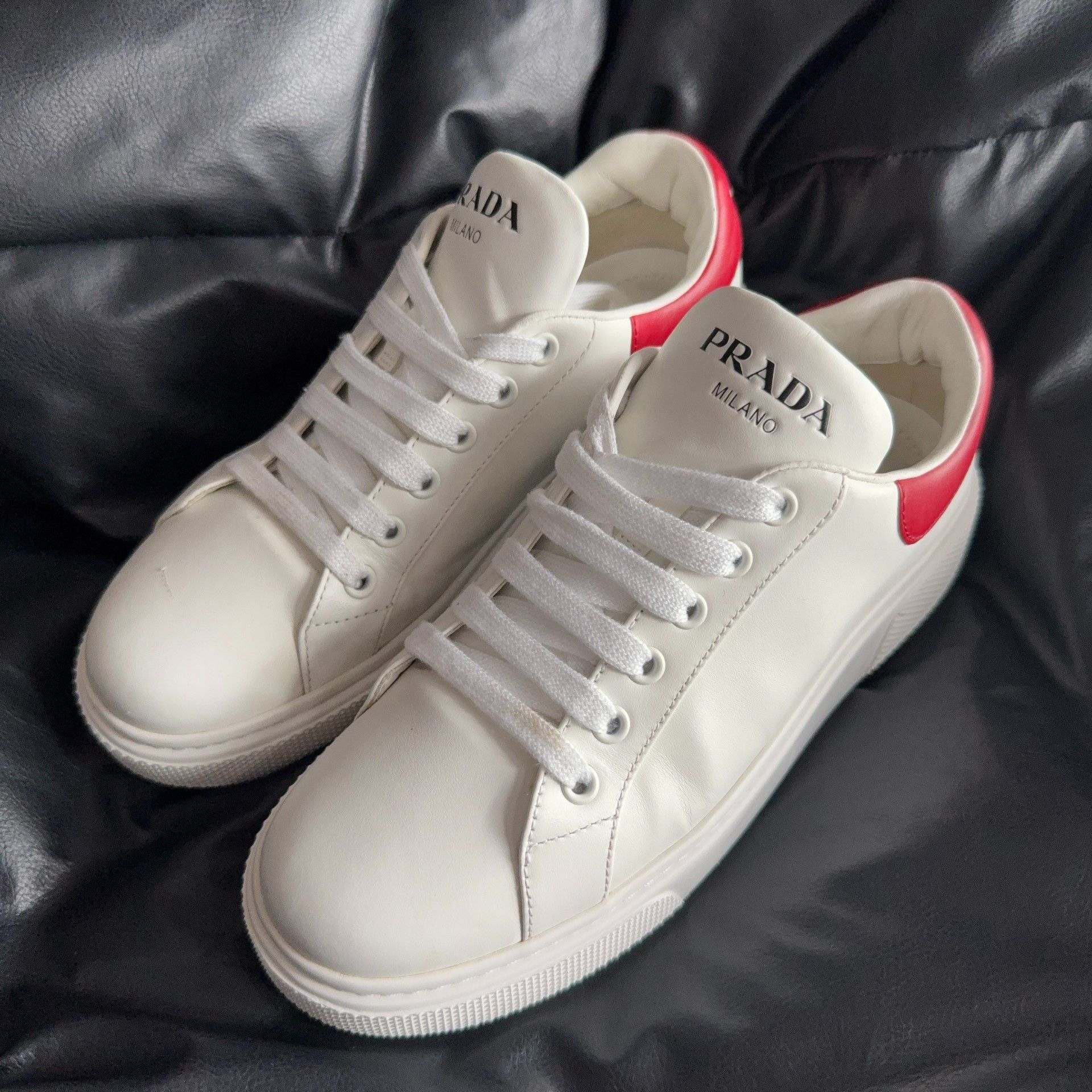 Prada Prada Red Lowtop Sneakers 36.5 Women Size US 6 / IT 36 - 1 Thumbnail