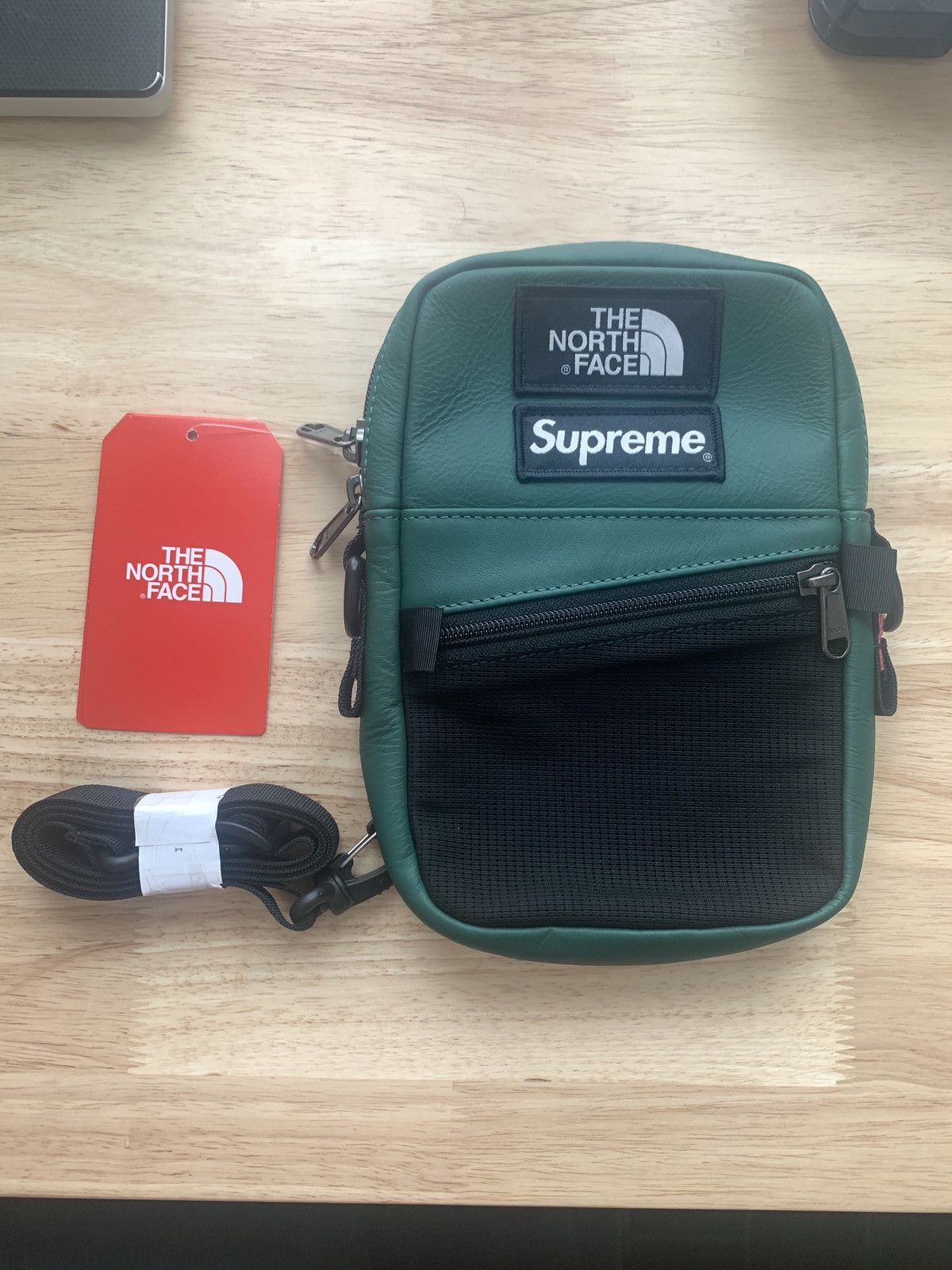 Supreme X Tnf Leather Shoulder Bag (Sample) in Green, Men's