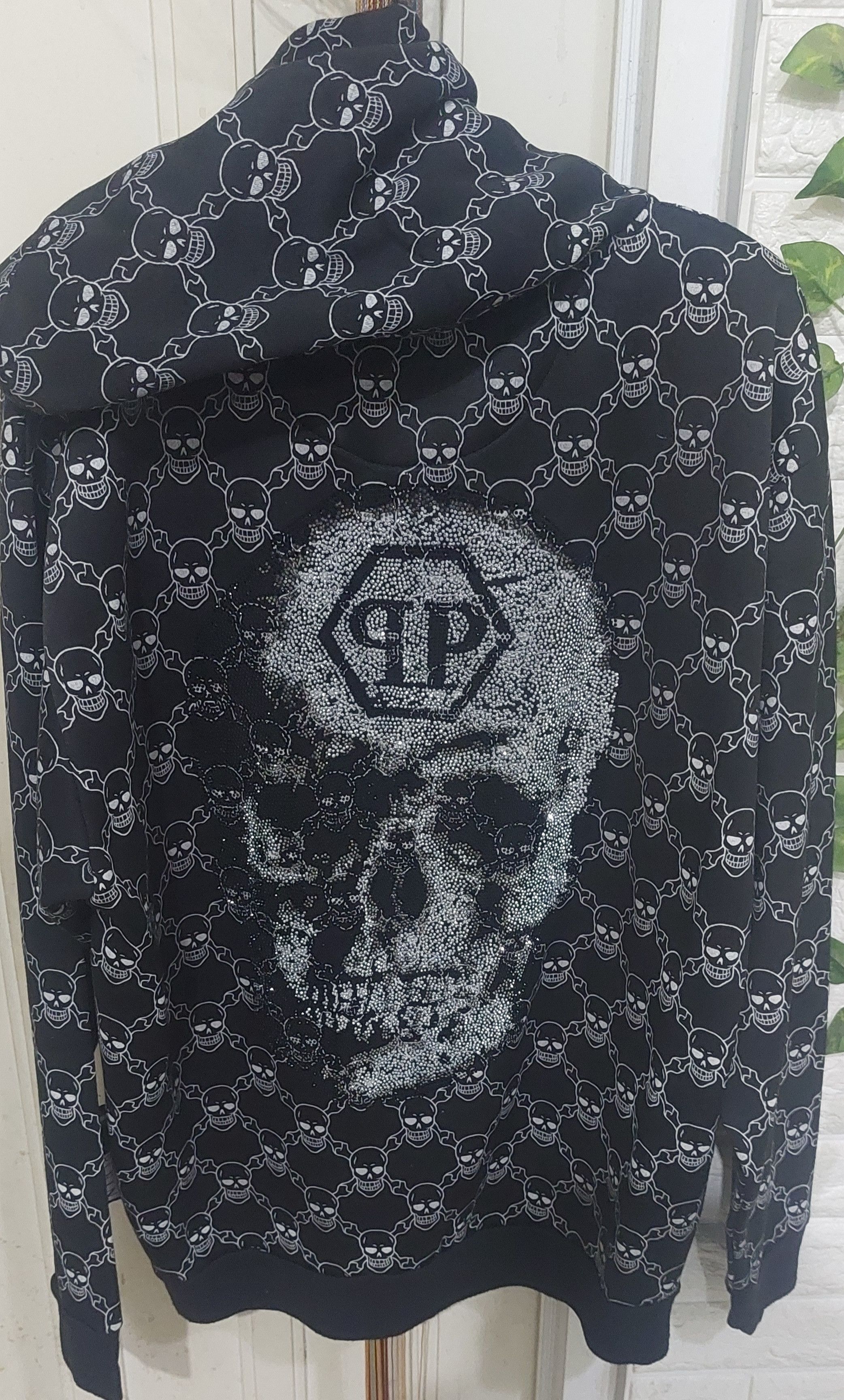 image of Philipp Plein Hoodie Art Skull in Black, Men's (Size XL)