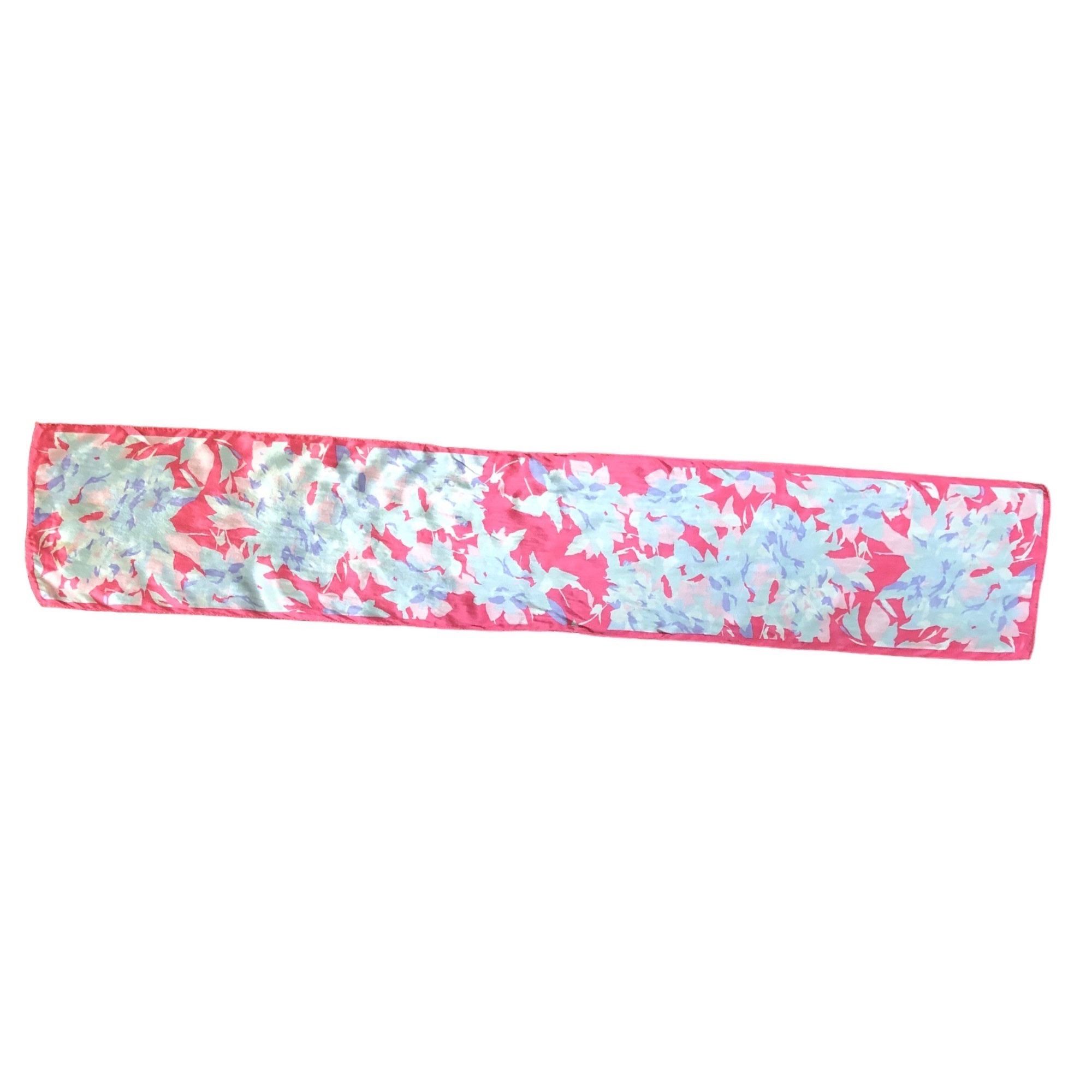 Vintage Vintage Novelty Floral Print Pink Vibrant Head Scarf Size ONE SIZE - 2 Thumbnail