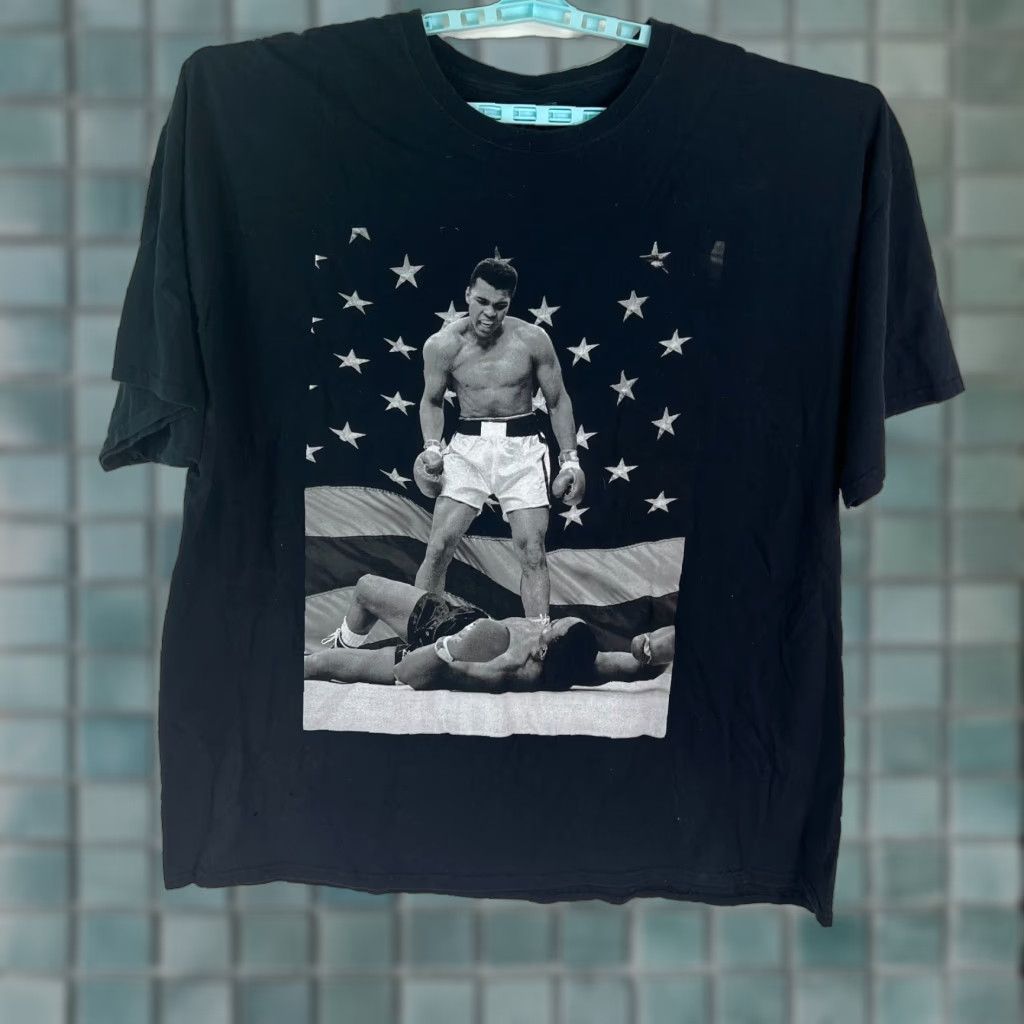 Vintage Ali Men's Boxer Print Crew Neck Short Sleeves Pullover Black T Shirt Size 4XL Size US XXL / EU 58 / 5 - 1 Thumbnail