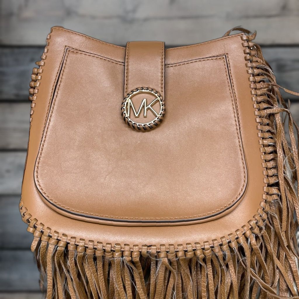 Michael Kors Michael Kors Lillie Fringe Purse Pocketbook Bag Leather Crossbody Brown Womens Rodeo Size ONE SIZE - 1 Thumbnail