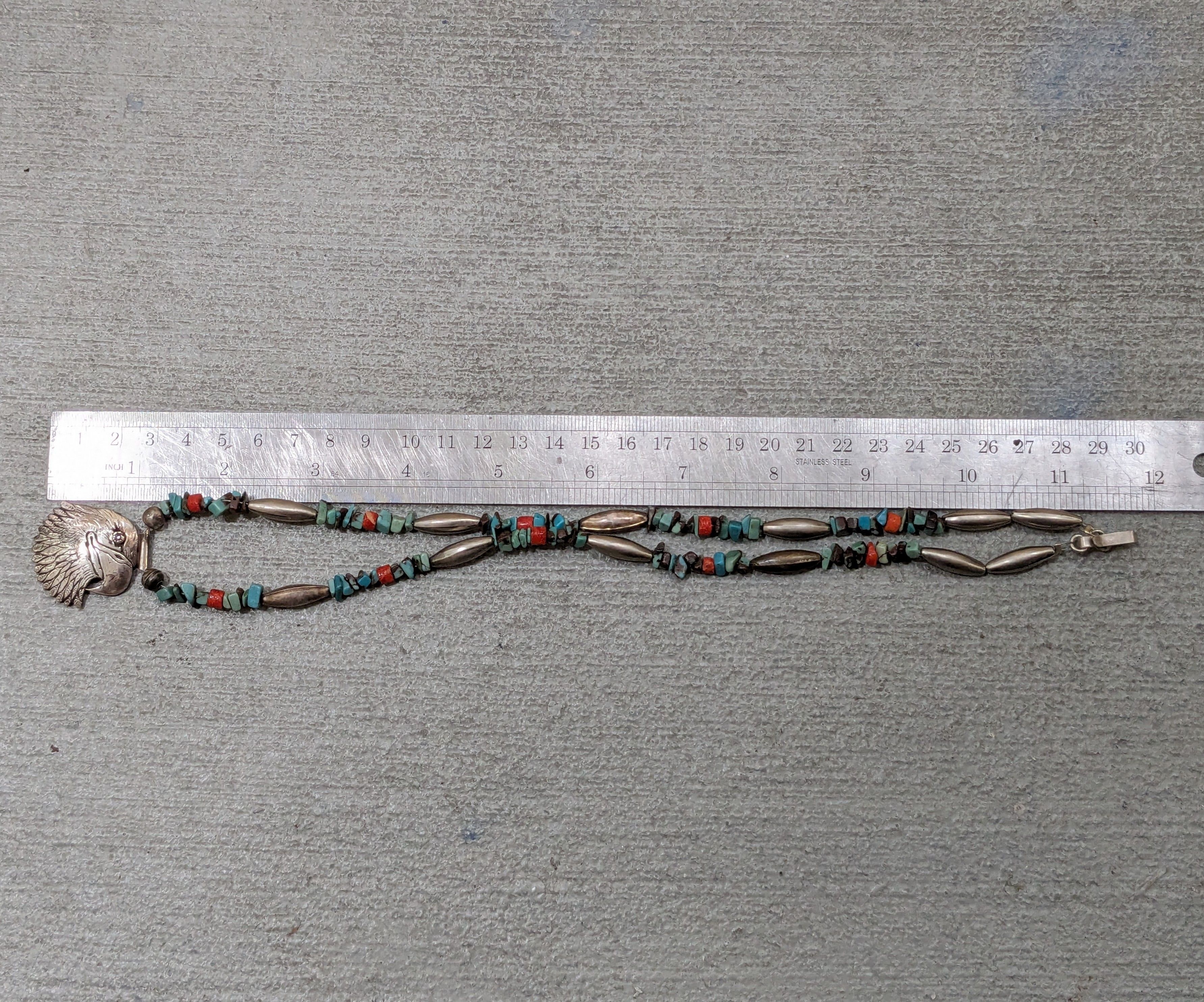 Jewelry Sterling Silver Necklace Turquoise Eagle Native Coral Size ONE SIZE - 13 Thumbnail