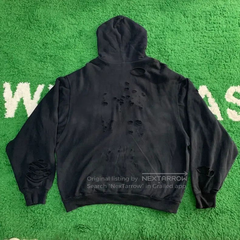 Balenciaga Balenciaga New with Tags - Black Ripped Hole Hooded Sweats Size US XS / EU 42 / 0 - 2 Thumbnail