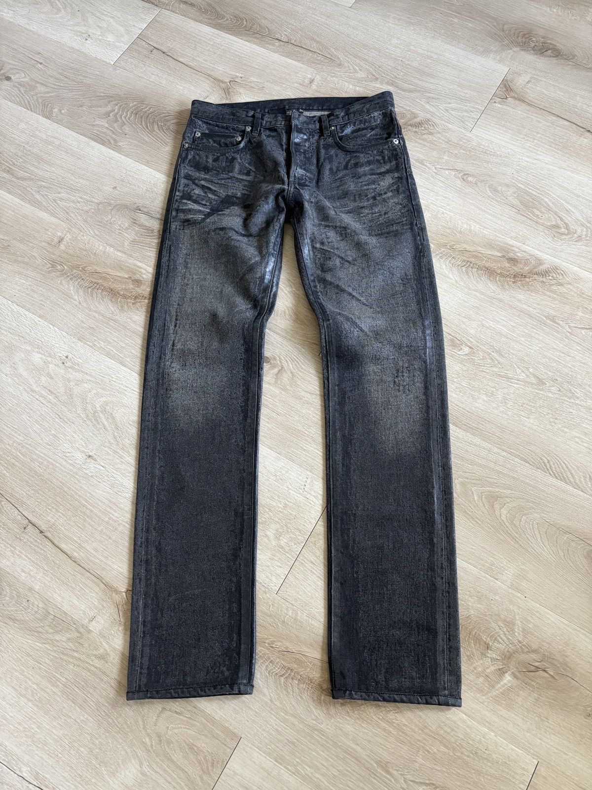 Dior AW08 Dior Homme Waxed Coated Denim Jeans Black 29 | Grailed
