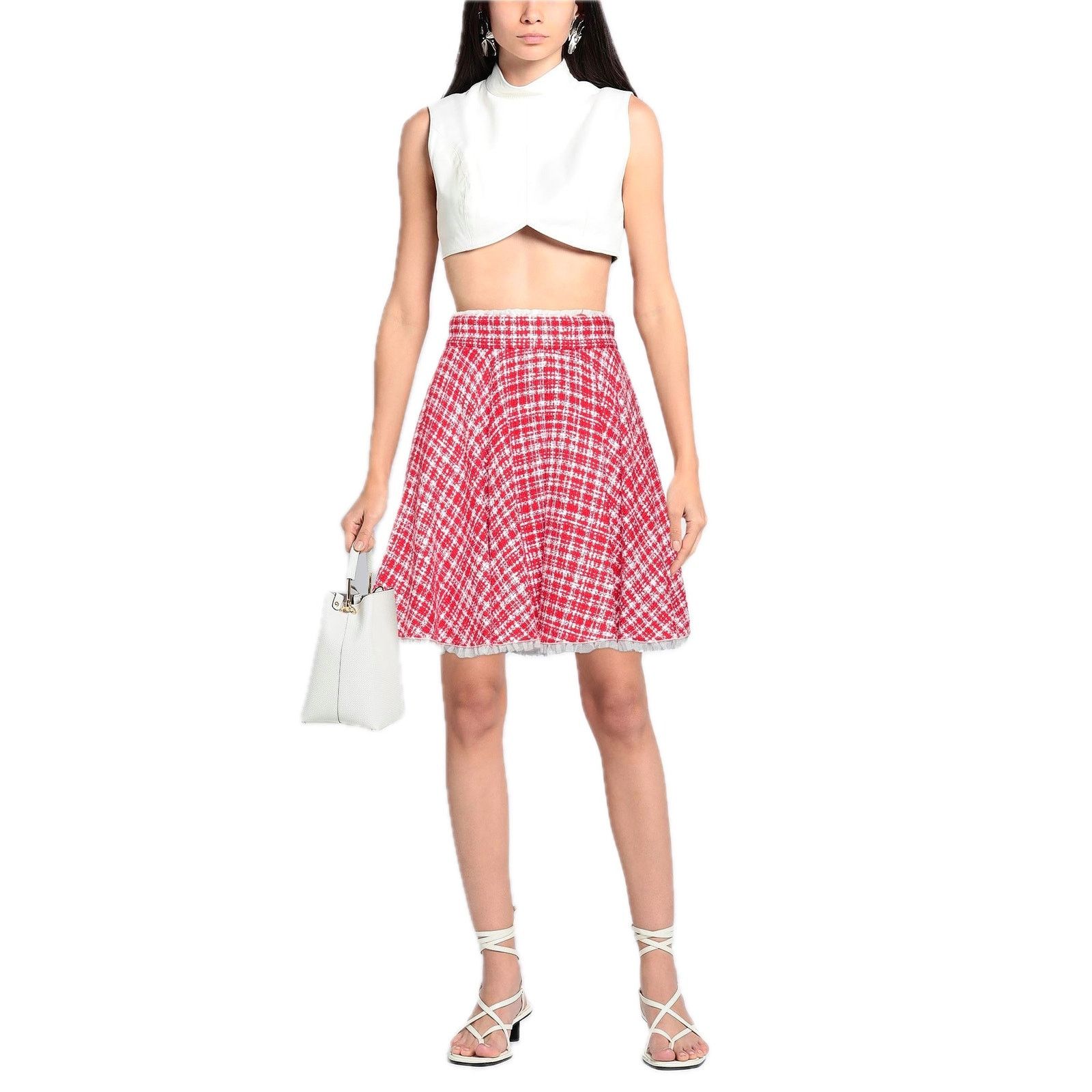 Dolce & Gabbana Dolce & Gabbana Red White Tweed Circle Mini Skirt IT 38 US Size 26" / US 2 / IT 38 - 3 Thumbnail