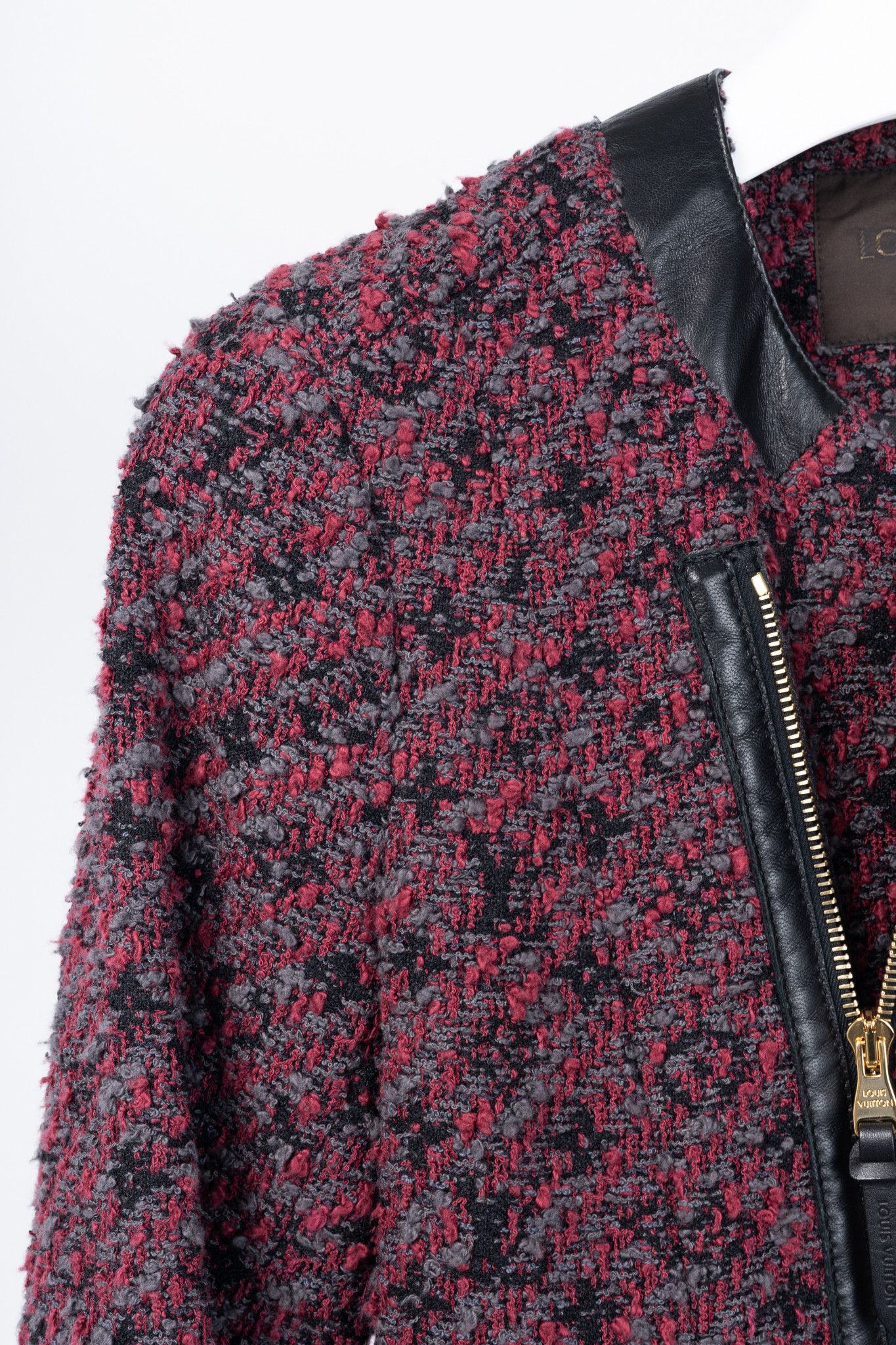 Louis Vuitton Louis Vuitton Cotton Monogram-Tweed Leather-Trim Zip Jacket Size XS / US 0-2 / IT 36-38 - 5 Thumbnail