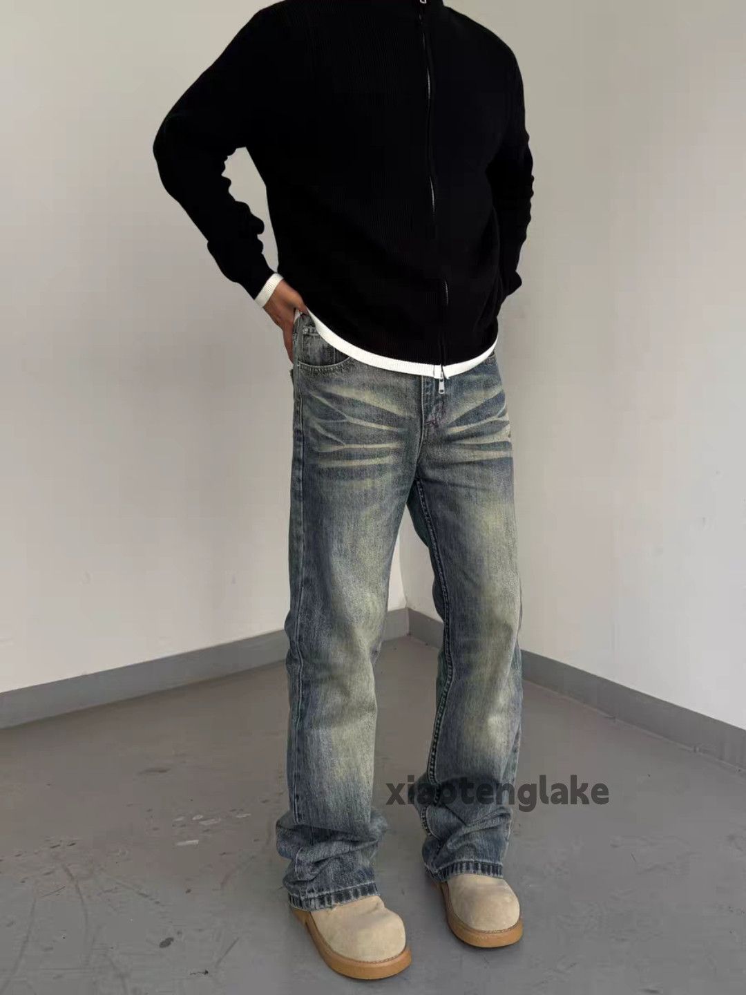 Jean Washed faded punk grunge skate hiphop yuppie jeans Size US 28 / EU 44 - 2 Thumbnail