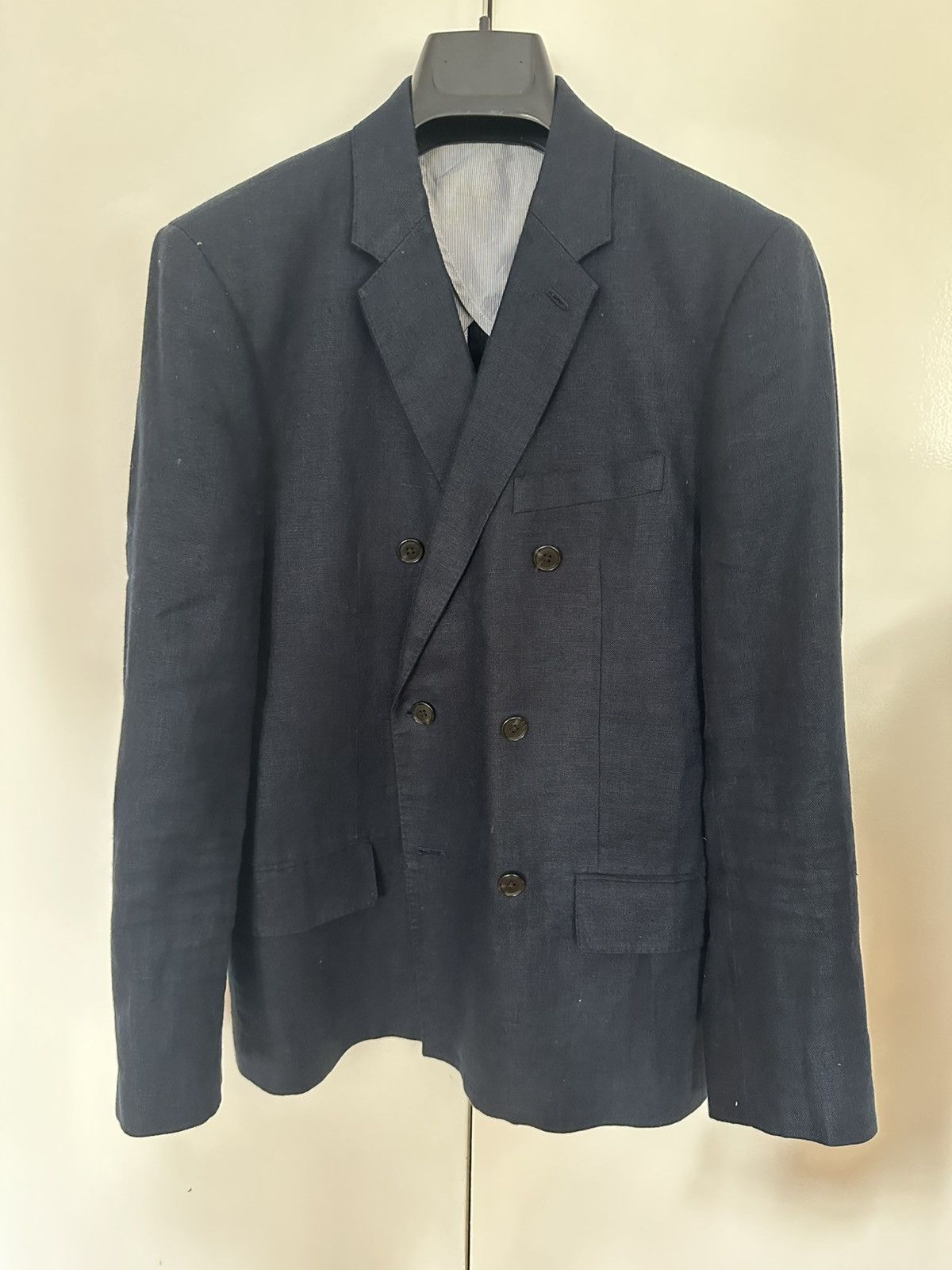 Club Monaco Club Monaco Double-Breasted Linen Blazer | Navy | US 38/40R Size 38R - 4 Thumbnail