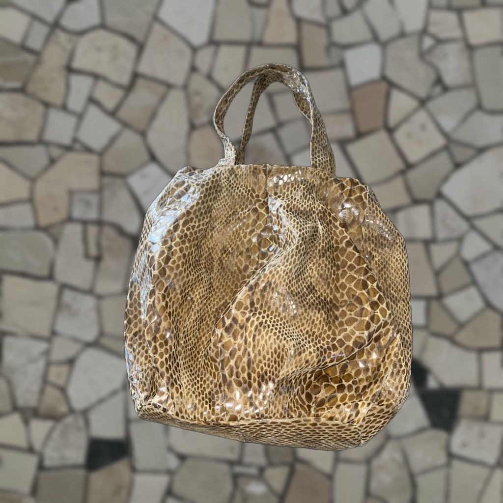 VINTAGE Mariella de Italy Leather Tote Bag Women Large Snakeskin