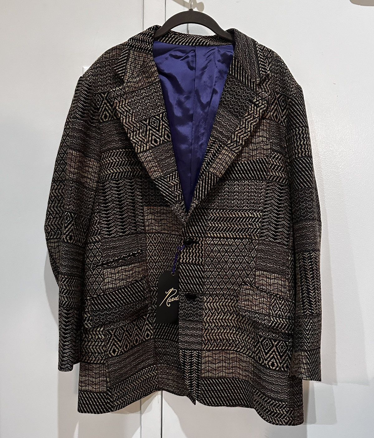 image of Needles Brown Multi Pattern Jq 2B Jacket [New], Men's (Size Medium)