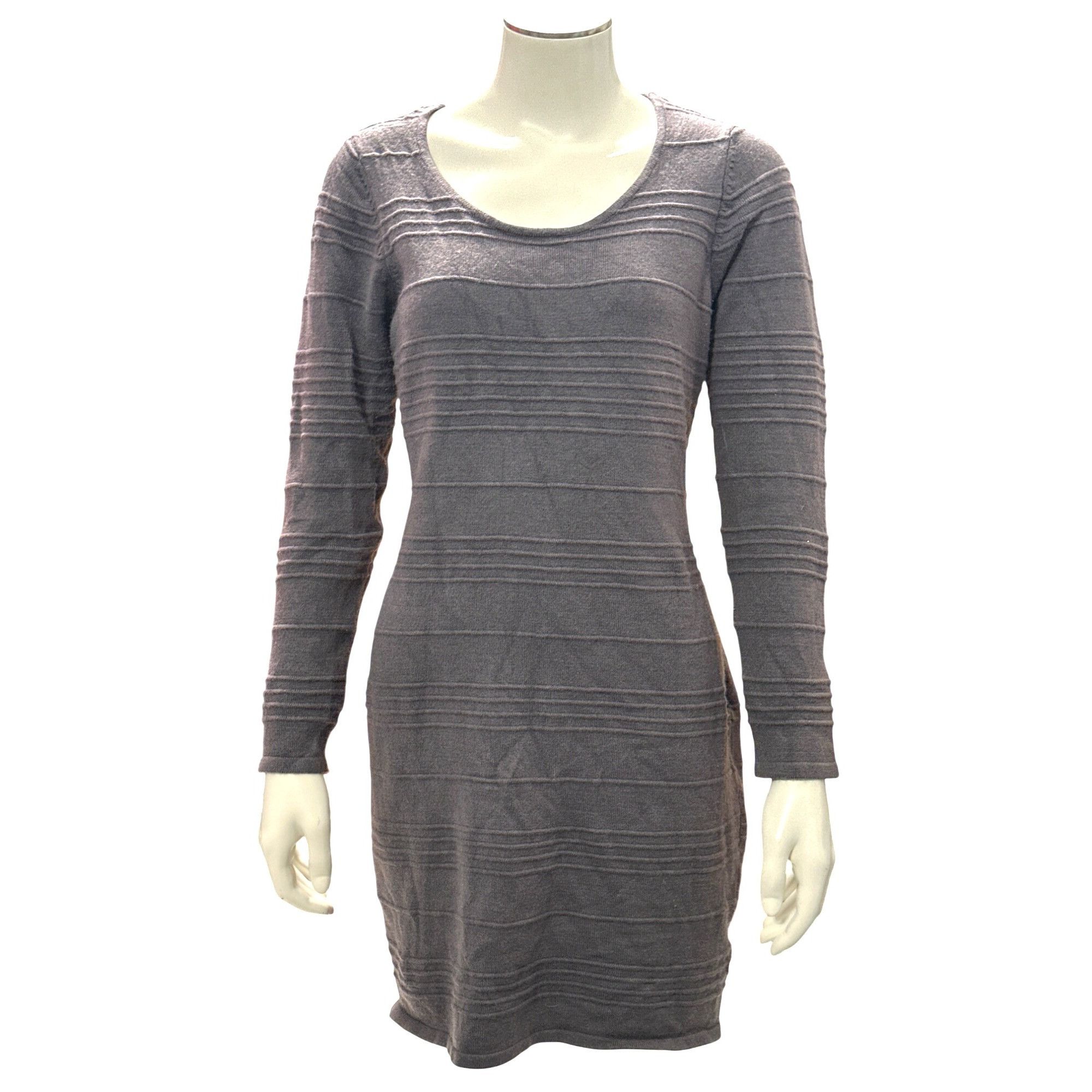 Other Allison Brittney Small Gray Textured Knit Long Sleeve Dress Size S / US 4 / IT 40 - 2 Thumbnail