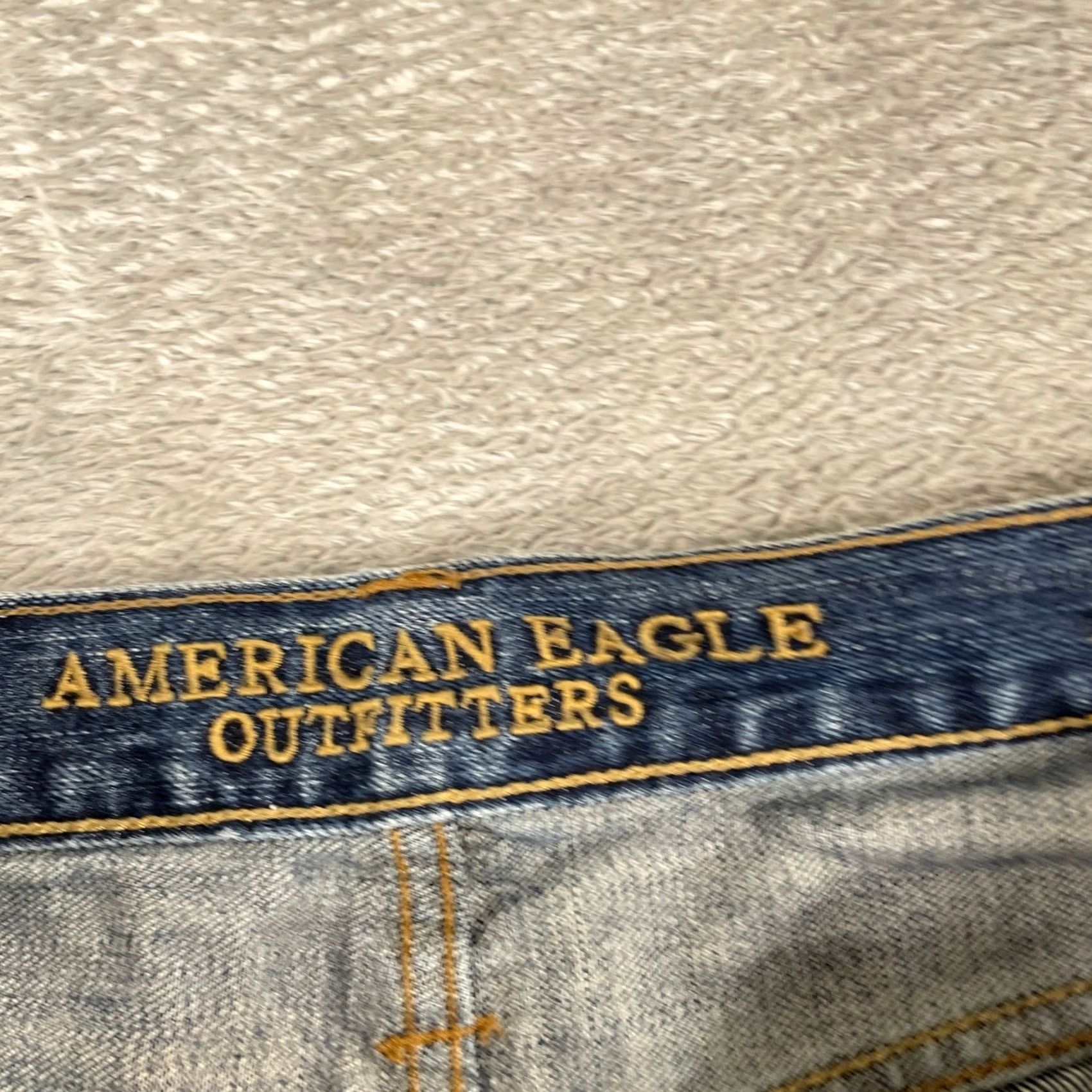 American Eagle Outfitters American Eagle Relaxed Straight Jeans Mens 29x32 Blue Distressed Denim Size US 29 - 3 Thumbnail