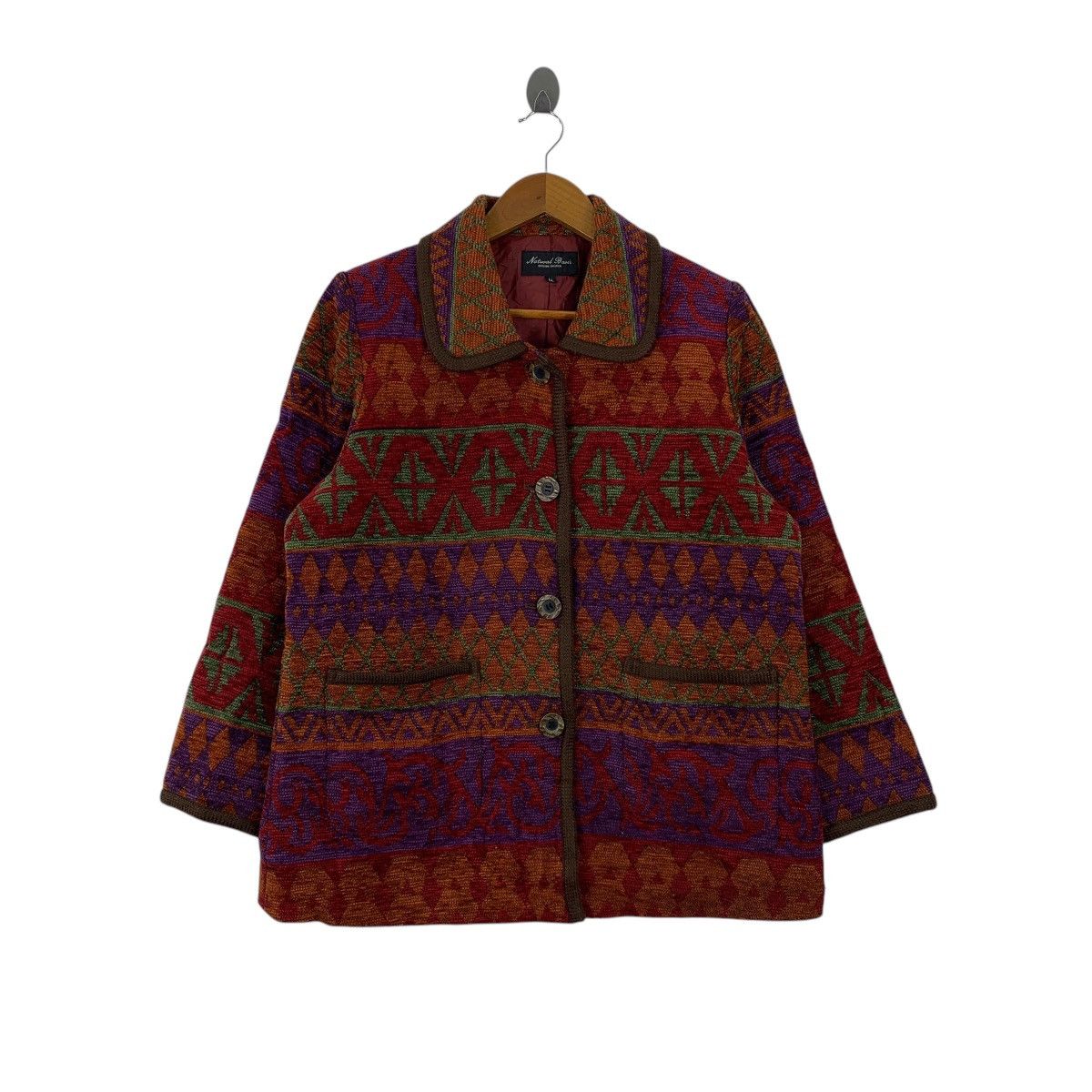 Japanese Brand × Vintage Vintage Natural Basic JAPANESE BRAND Aztec NavajoCoat Jacket Size L / US 10 / IT 46 - 1 Thumbnail