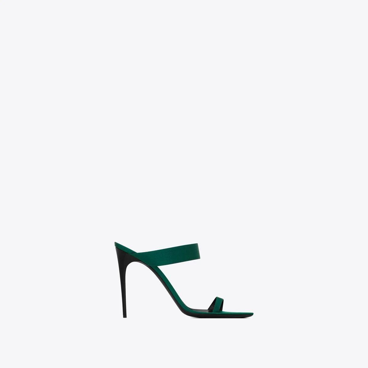 Saint Laurent Paris o1s1wg111024 Martha Mules in Crepe Satin in Green Size US 7 / IT 37 - 1 Thumbnail