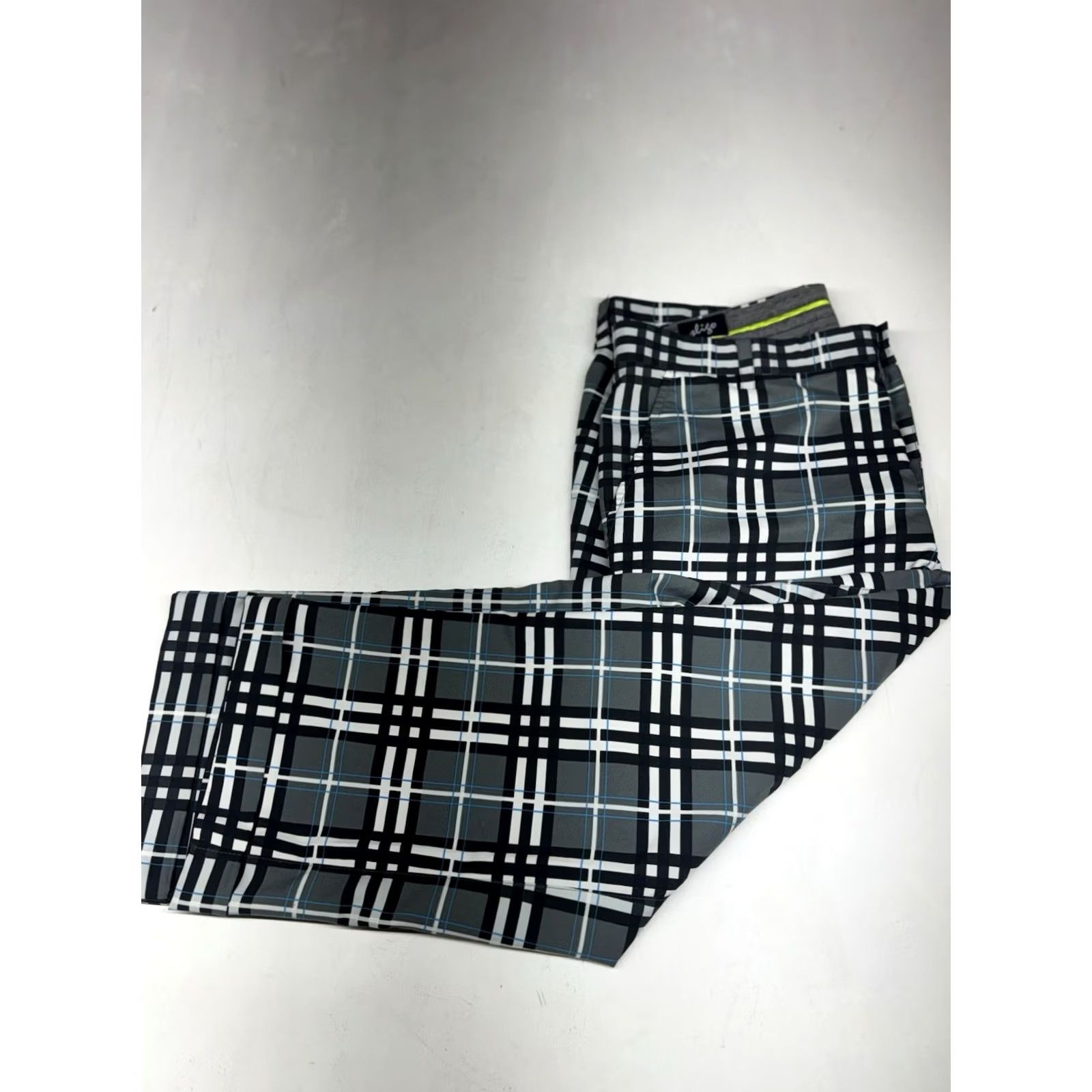 Vintage Sligo Chino Pants Mens 36x24 Tartan Check Black Blue Polyester Straight Fit Regular Inseam 24in Wool/Poly? Size US 36 / EU 52 - 2 Thumbnail