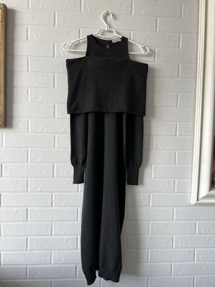 Brunello Cucinelli Brunello Cucinelli Long Cashmere Dress Grey Size S Size S / US 4 / IT 40 - 3 Thumbnail