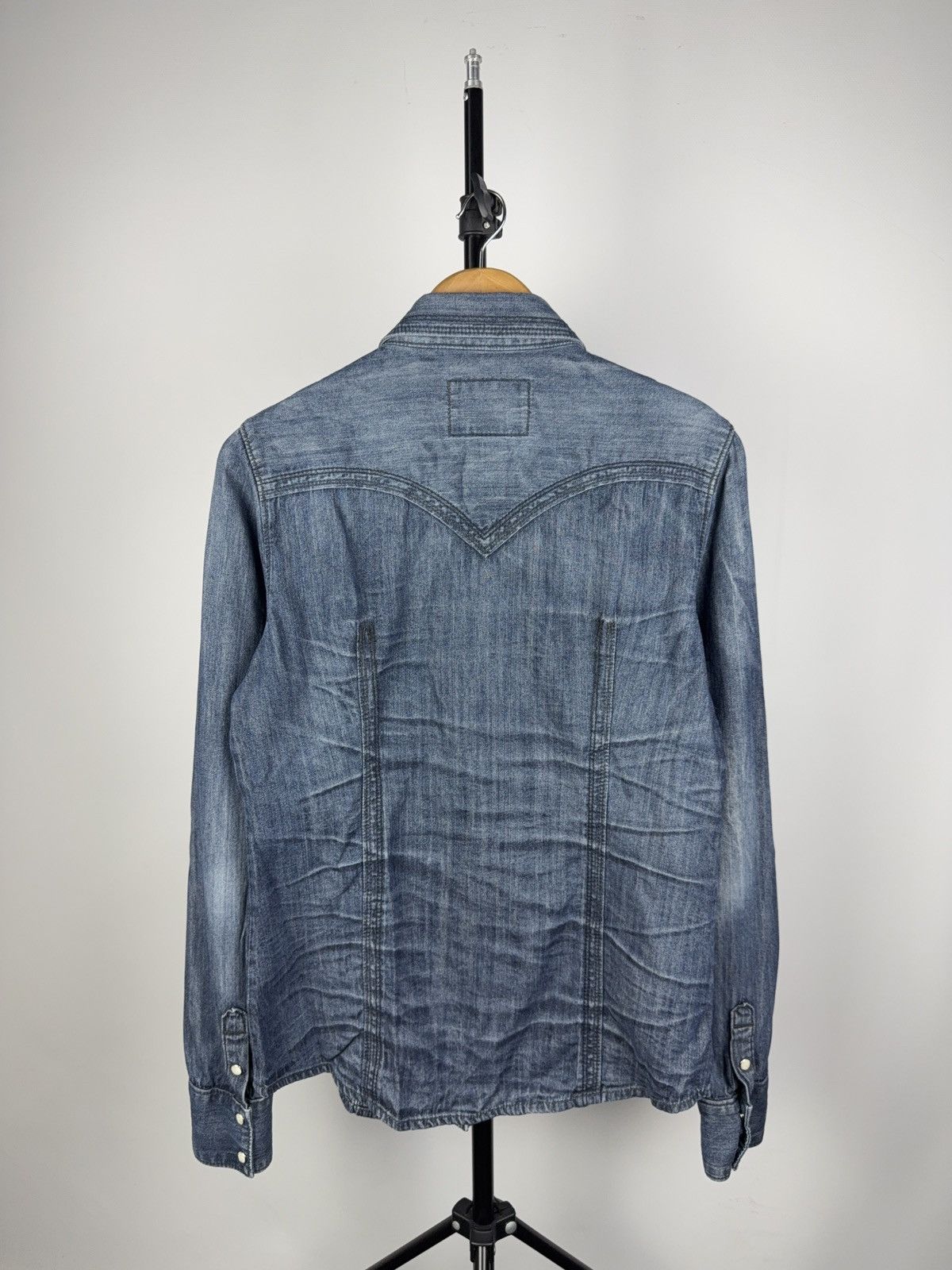 True Religion × Vintage True Religion Denim Western Shirt Snap Button Distressed Size L / US 10 / IT 46 - 8 Thumbnail