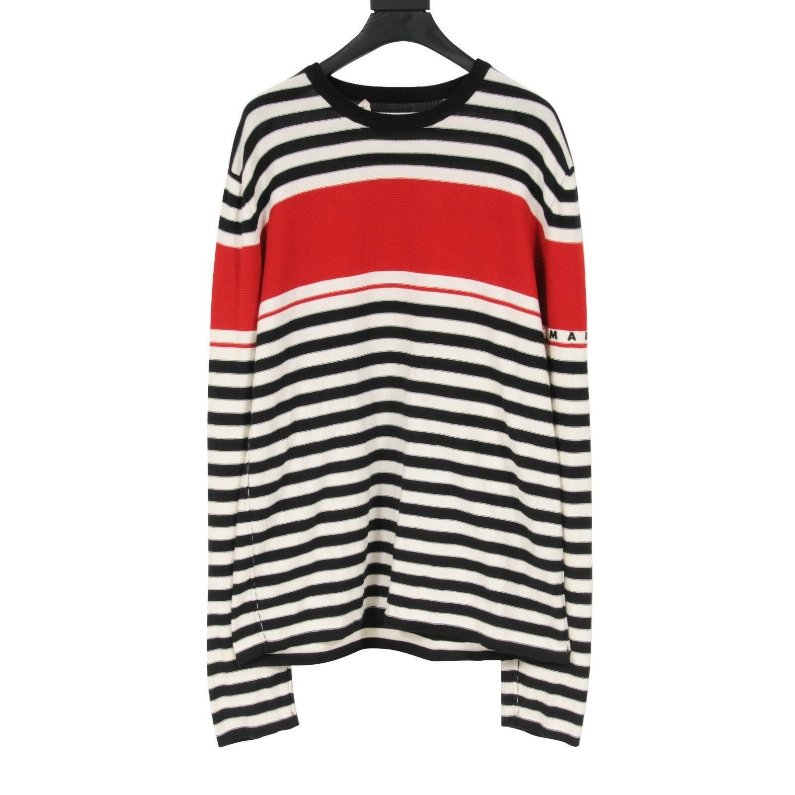 Marni Crewneck Sweater Black White Red Cotton - 00774 Size US M / EU 48-50 / 2 - 1 Thumbnail