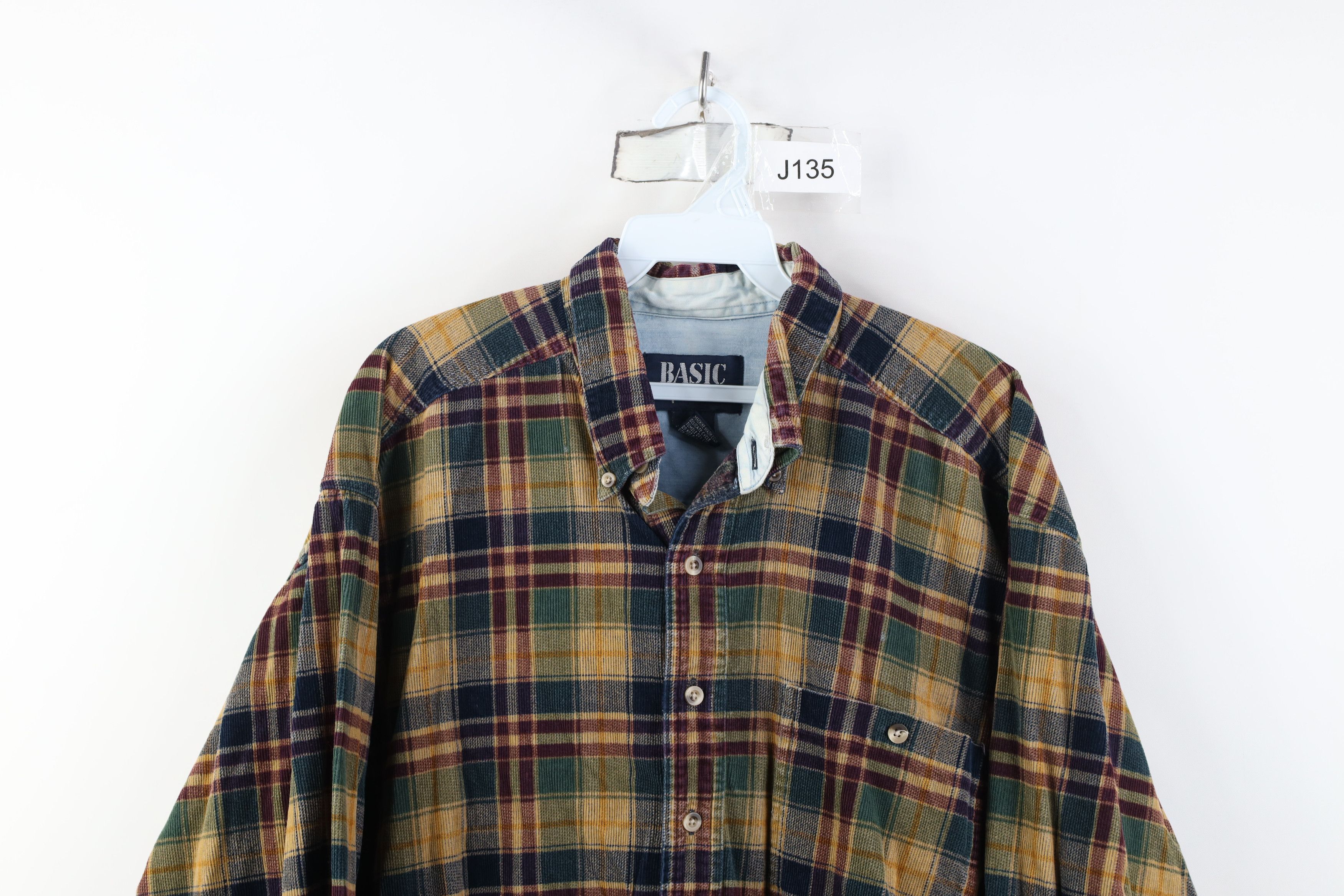 Vintage Vintage 90s Streetwear Rainbow Corduroy Button Down Shirt Size US L / EU 52-54 / 3 - 2 Thumbnail