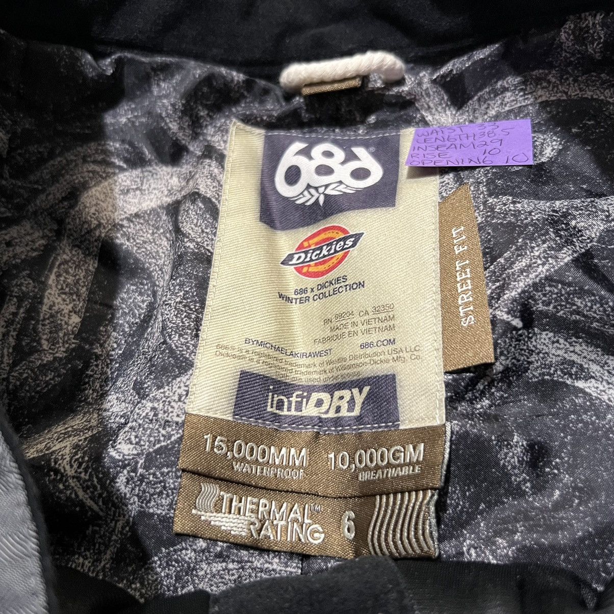 686 × Dickies 686 x Dickies Womens Grey Boot Cut Ski Snowboard Pants Size 33" - 5 Thumbnail