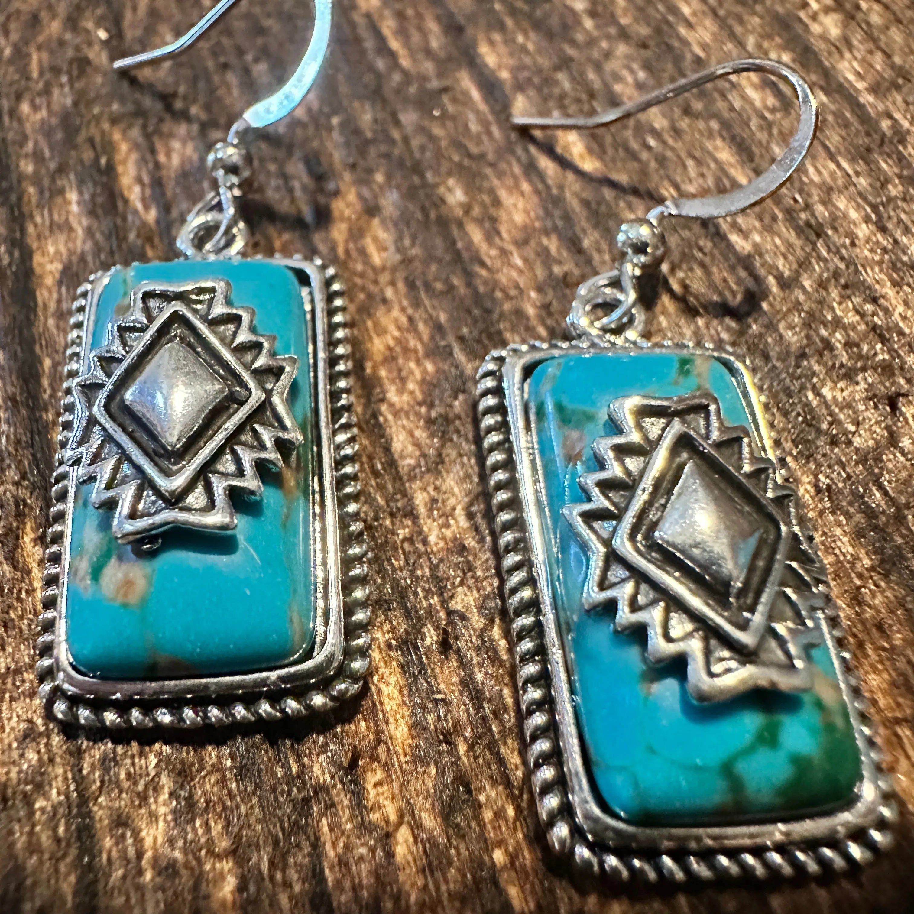 Other Handcrafted Bohemian Aztec Turquoise Dangle Earrings, Retro Size ONE SIZE - 5 Thumbnail