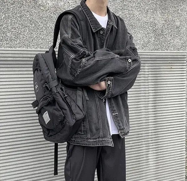 VIBE Retro Black Oversized Harajuku Denim Jacket Size US L / EU 52-54 / 3 - 8 Thumbnail