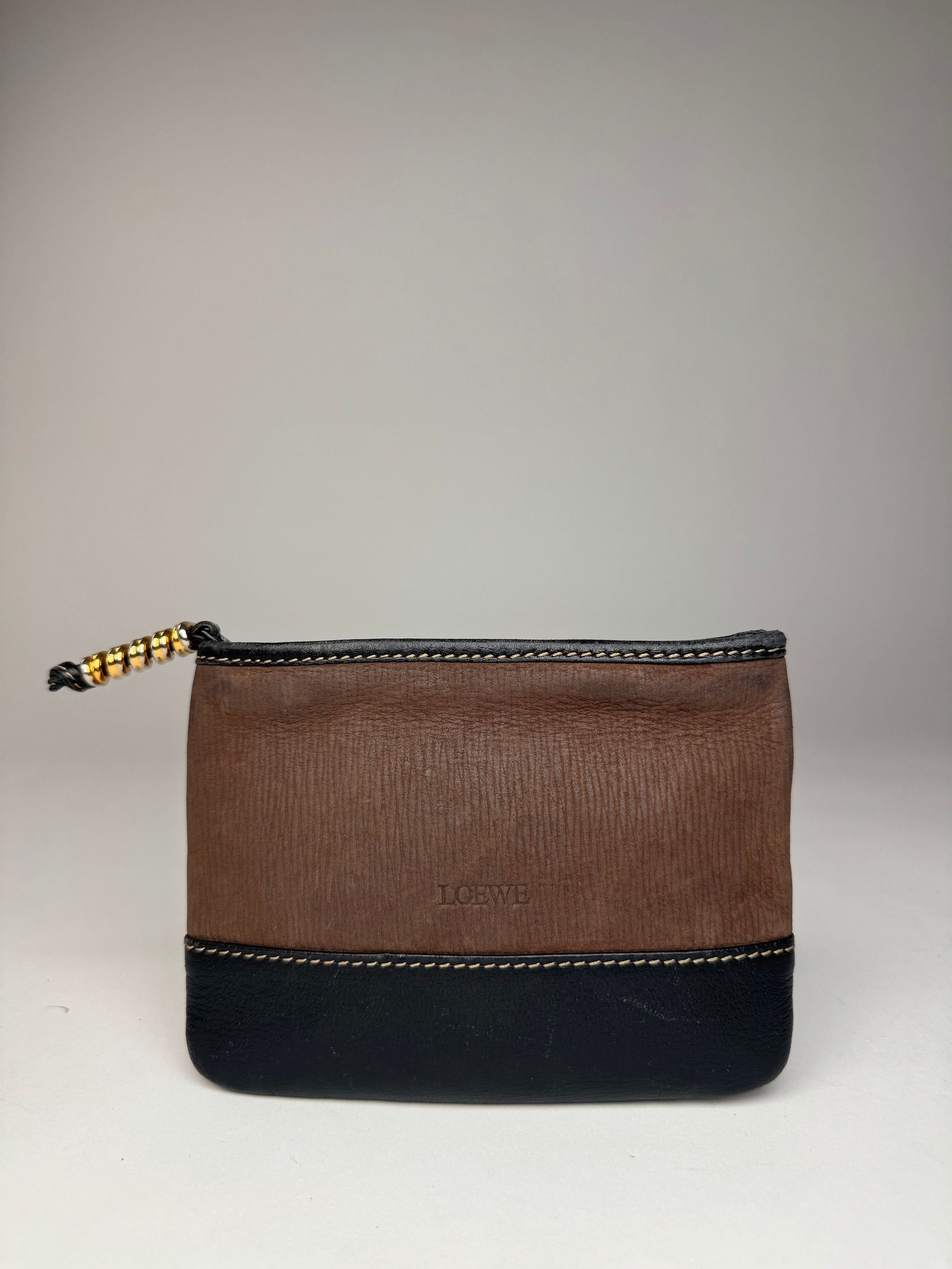 Loewe Vintage Madrid Leather Suede Card Holder Purse black Brown Size ONE SIZE - 1 Thumbnail