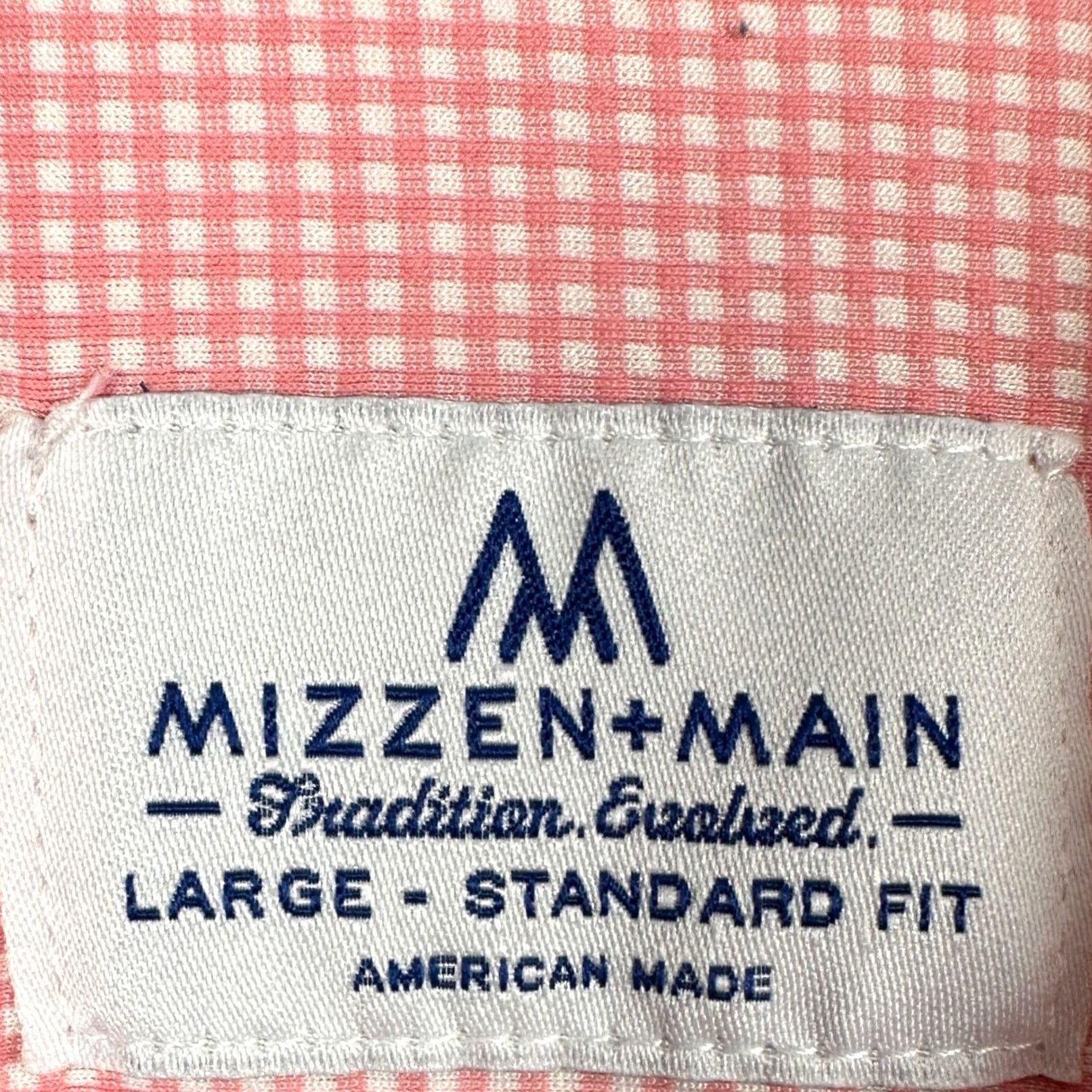 Mizzen+Main Mizzen+Main Shirt Button Up Mens Large Pink White Check Standard Fit Long Sleeve Size US L / EU 52-54 / 3 - 4 Thumbnail