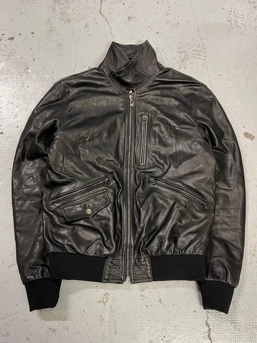 Armani 2000s Armani Black Leather Bomber Jacket Size US M / EU 48-50 / 2 - 1 Thumbnail
